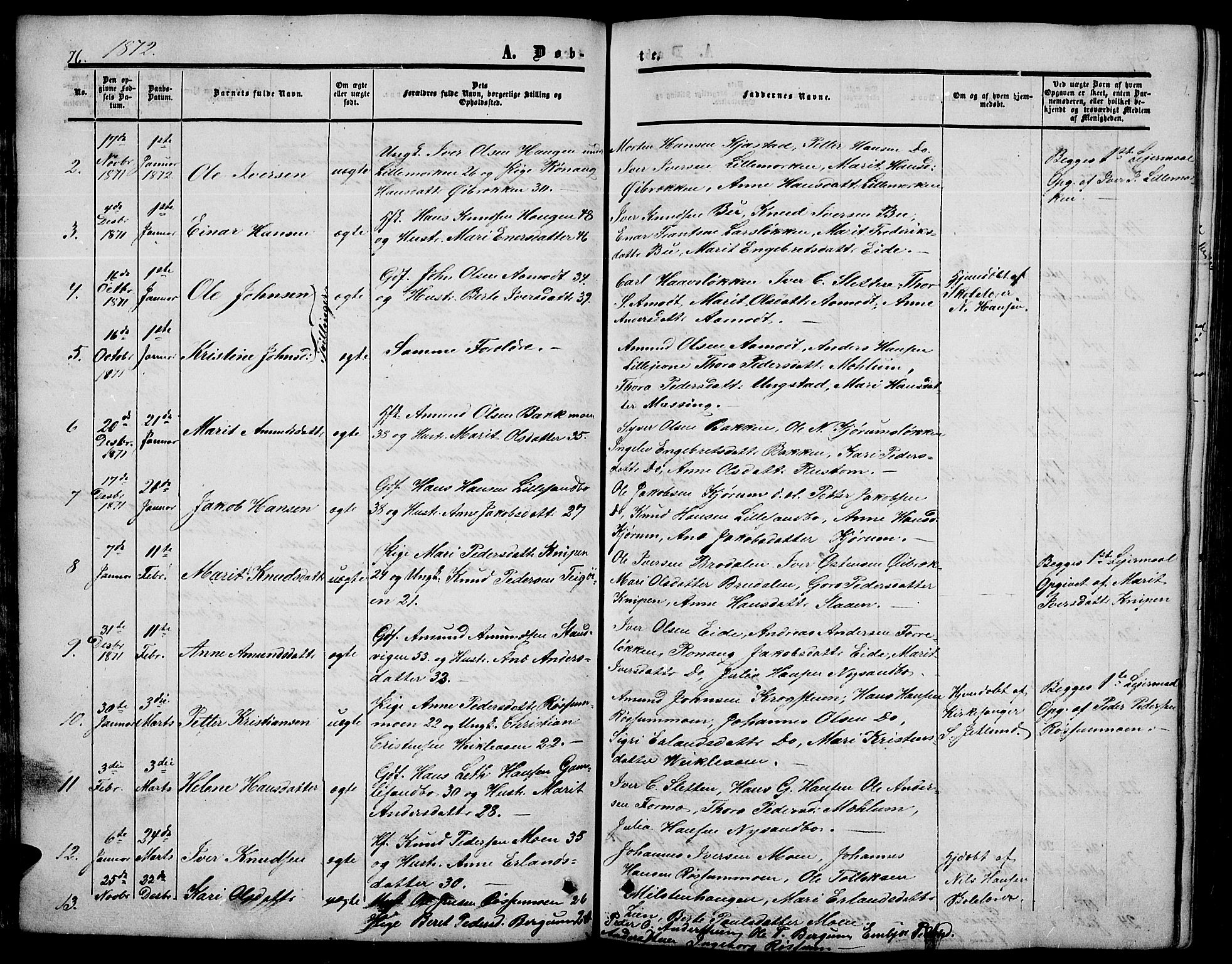 Nord-Fron prestekontor, SAH/PREST-080/H/Ha/Hab/L0003: Parish register (copy) no. 3, 1851-1886, p. 76