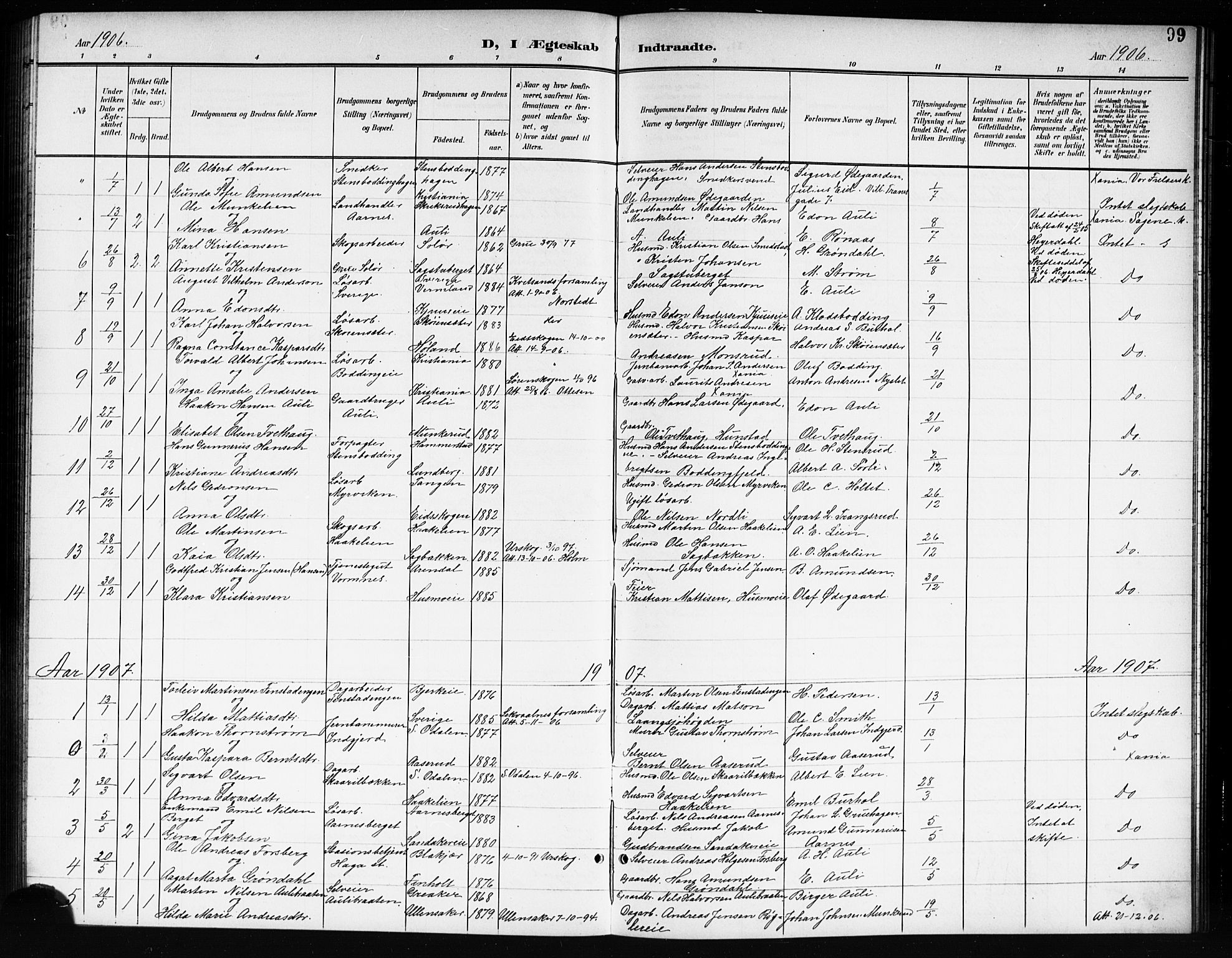 Nes prestekontor Kirkebøker, SAO/A-10410/G/Gc/L0001: Parish register (copy) no. III 1, 1901-1917, p. 99