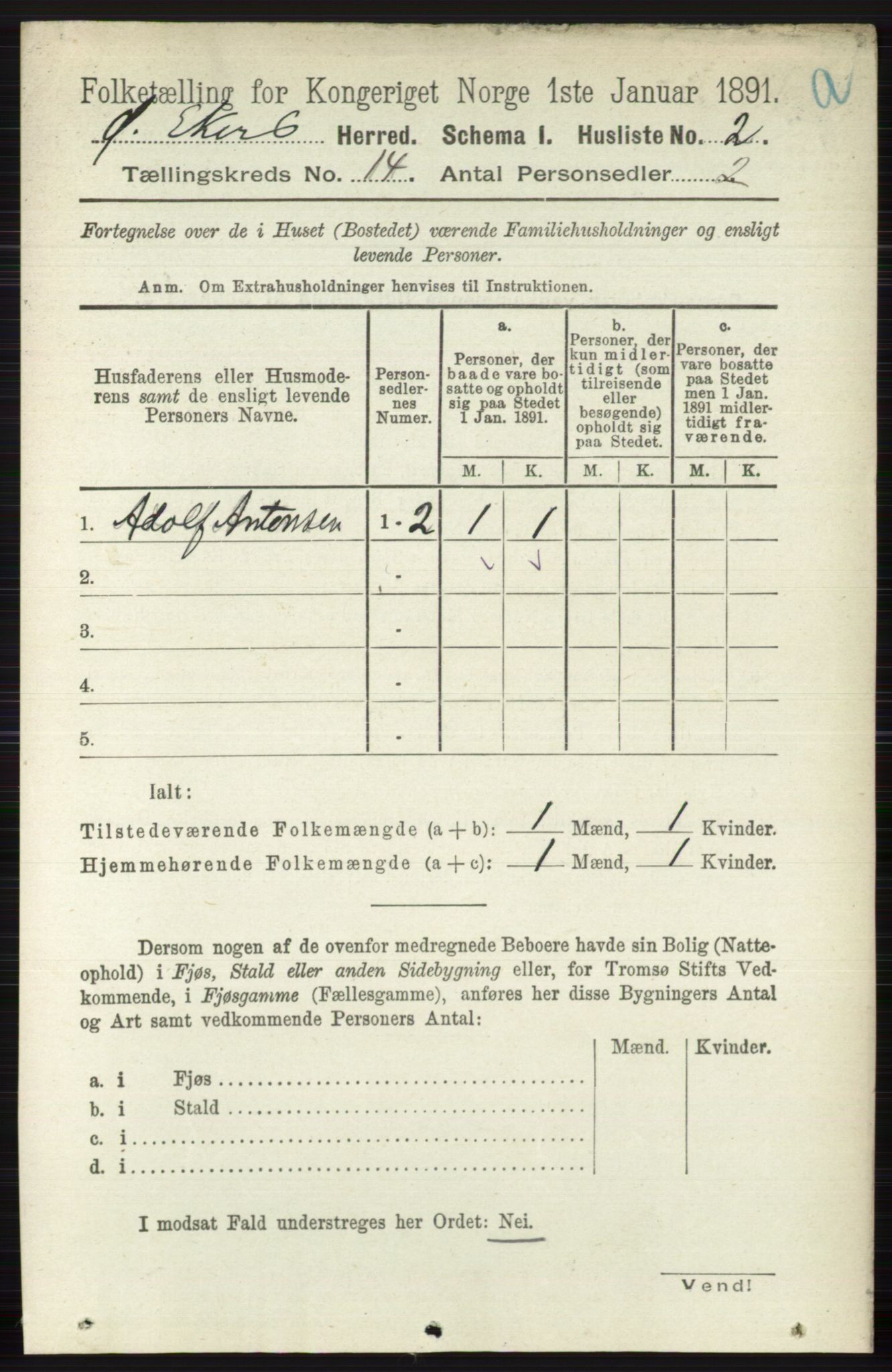 RA, 1891 census for 0624 Øvre Eiker, 1891, p. 6377