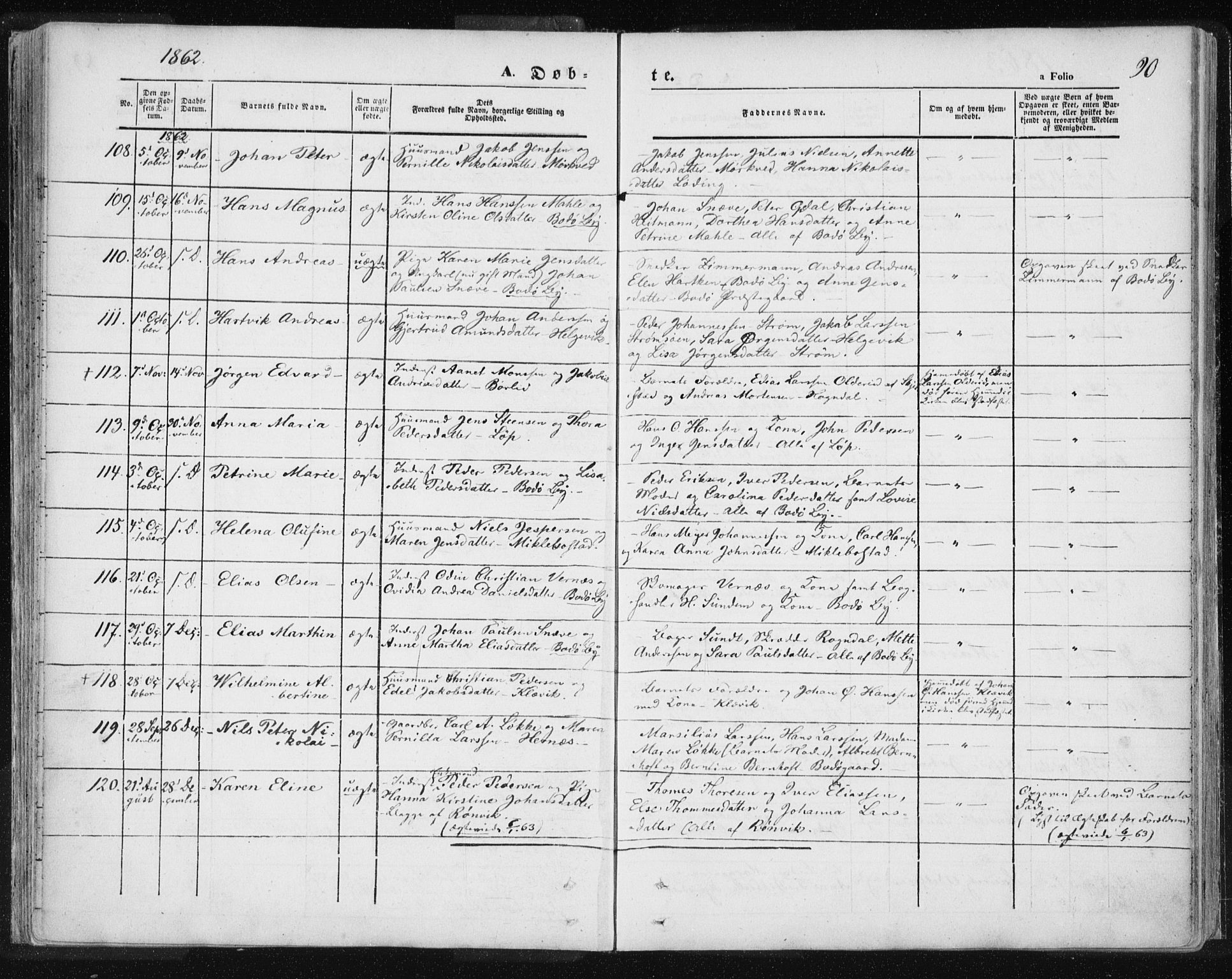 Ministerialprotokoller, klokkerbøker og fødselsregistre - Nordland, AV/SAT-A-1459/801/L0007: Parish register (official) no. 801A07, 1845-1863, p. 90