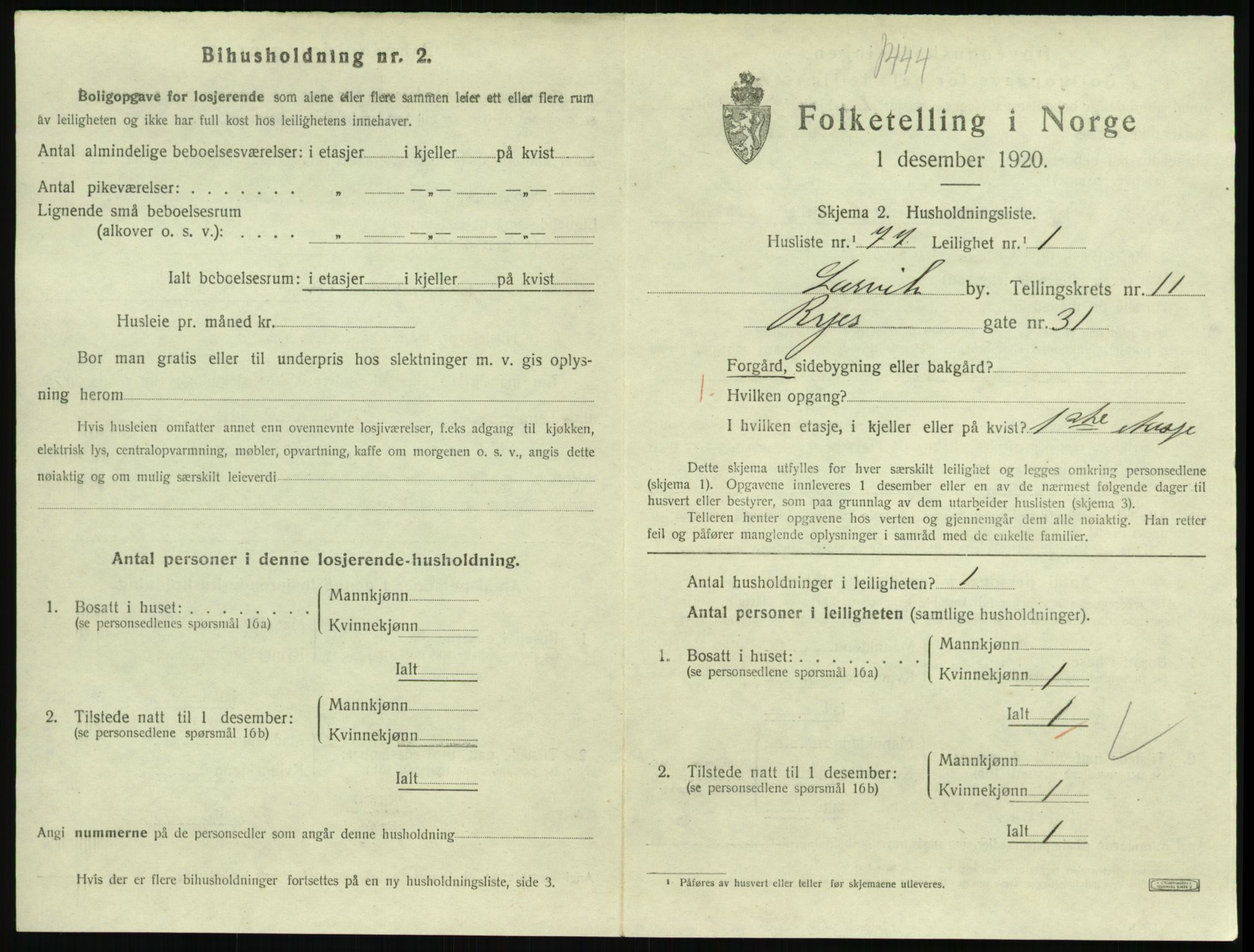 SAKO, 1920 census for Larvik, 1920, p. 8228