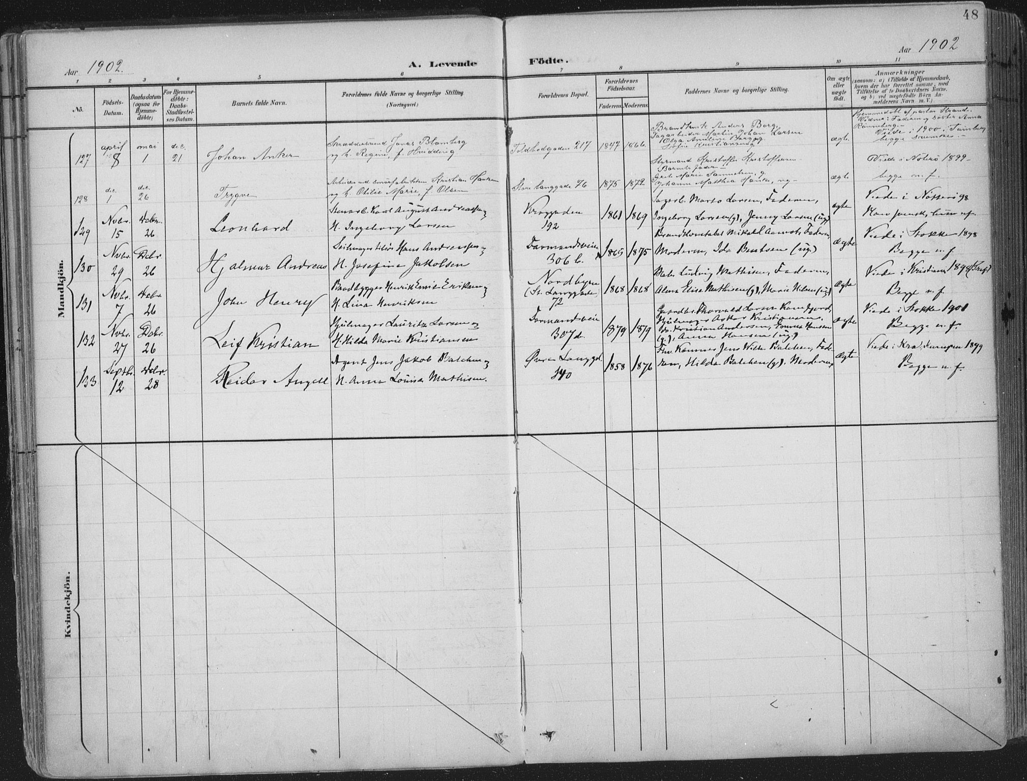 Tønsberg kirkebøker, SAKO/A-330/F/Fa/L0014: Parish register (official) no. I 14, 1900-1913, p. 48