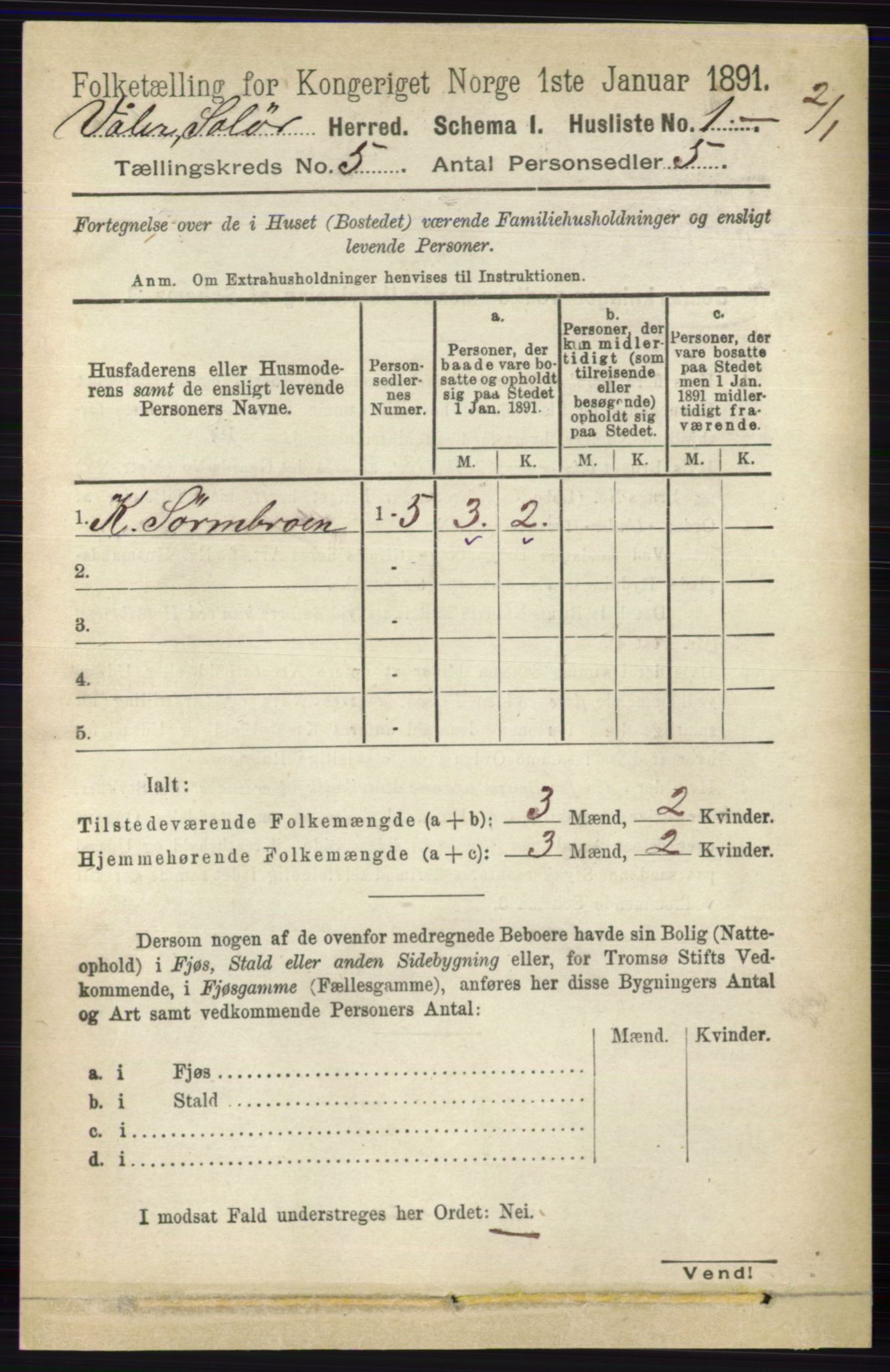 RA, 1891 census for 0426 Våler, 1891, p. 1806