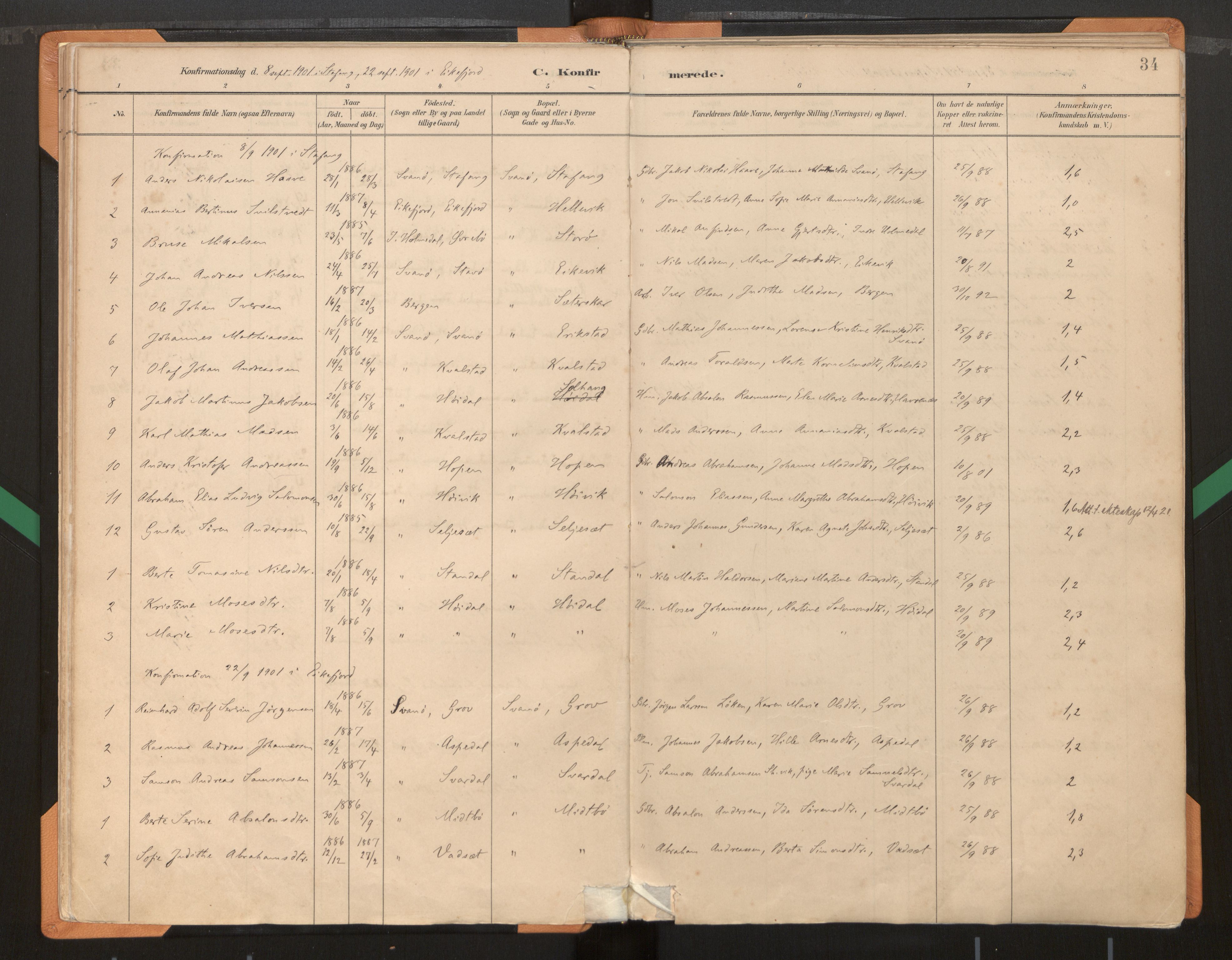 Kinn sokneprestembete, SAB/A-80801/H/Haa/Haad/L0004: Parish register (official) no. D 4, 1883-1944, p. 34