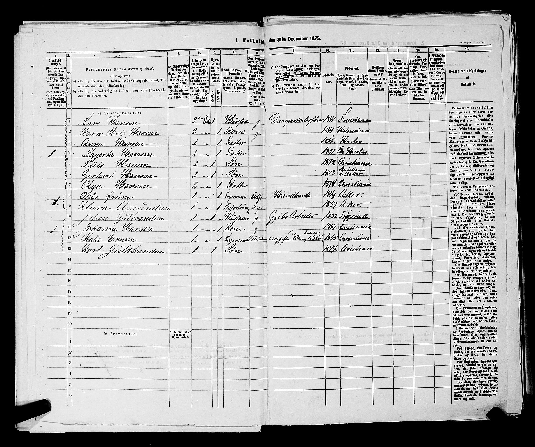 RA, 1875 census for 0301 Kristiania, 1875, p. 7279