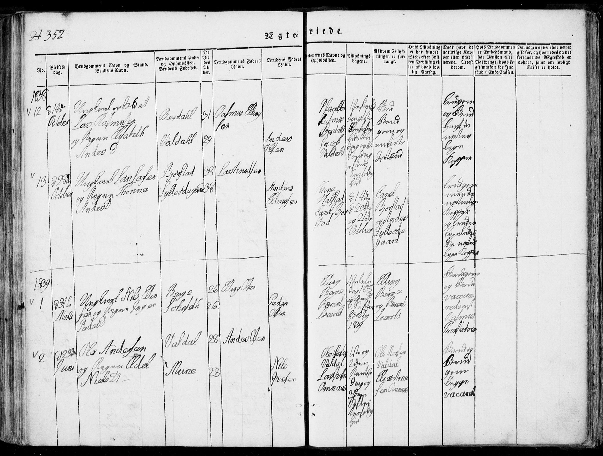 Ministerialprotokoller, klokkerbøker og fødselsregistre - Møre og Romsdal, SAT/A-1454/519/L0248: Parish register (official) no. 519A07, 1829-1860, p. 352
