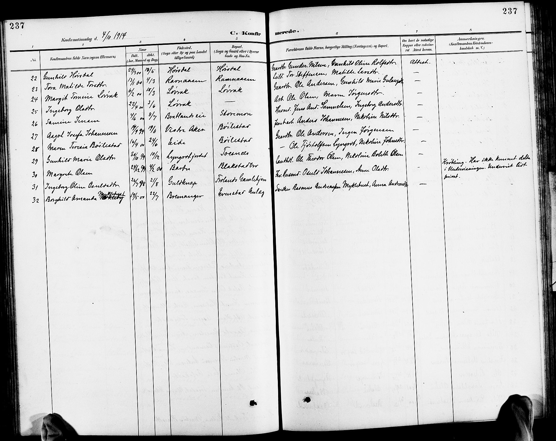 Froland sokneprestkontor, SAK/1111-0013/F/Fb/L0010: Parish register (copy) no. B 10, 1893-1920, p. 237