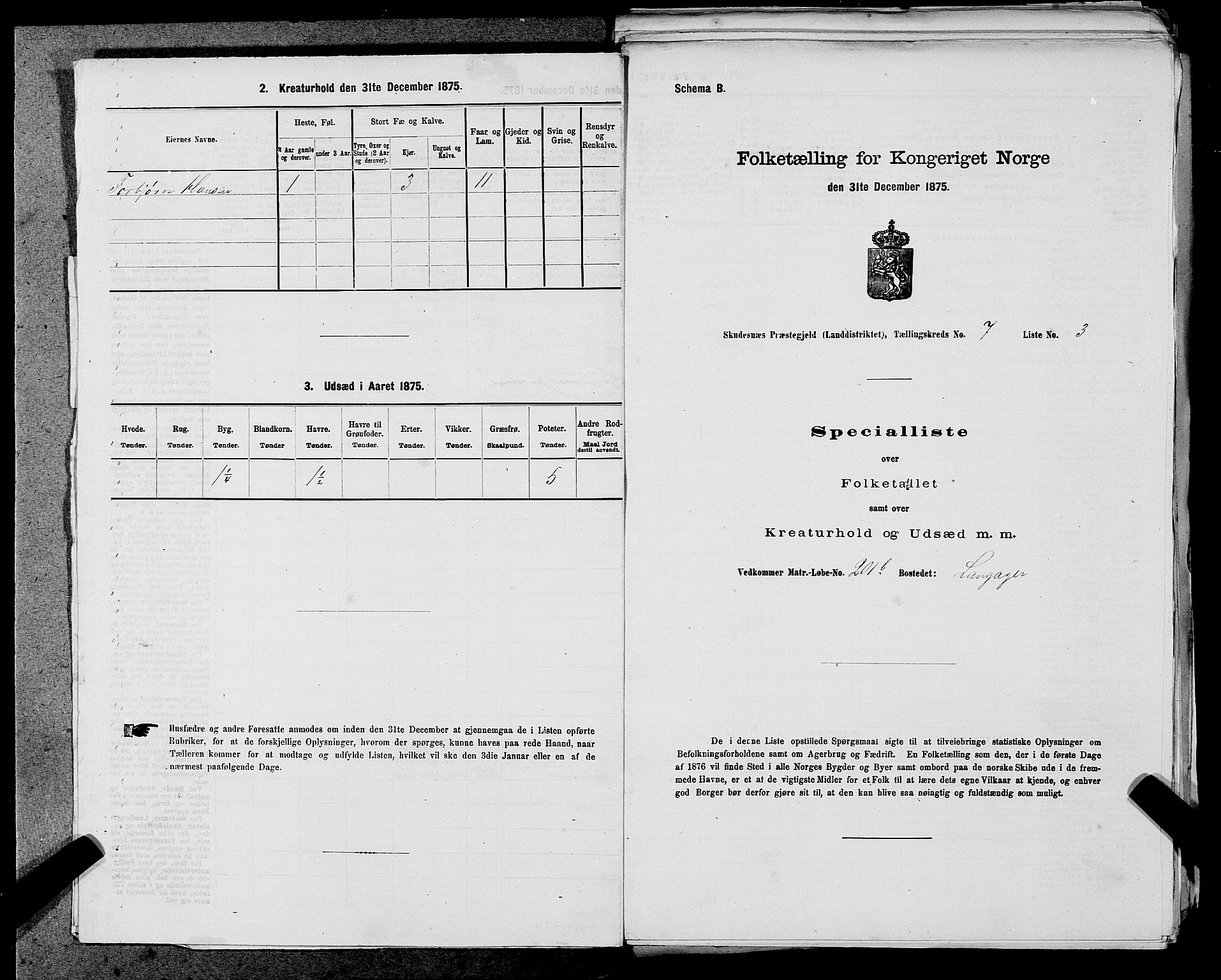 SAST, 1875 census for 1150L Skudenes/Falnes, Åkra og Ferkingstad, 1875, p. 922