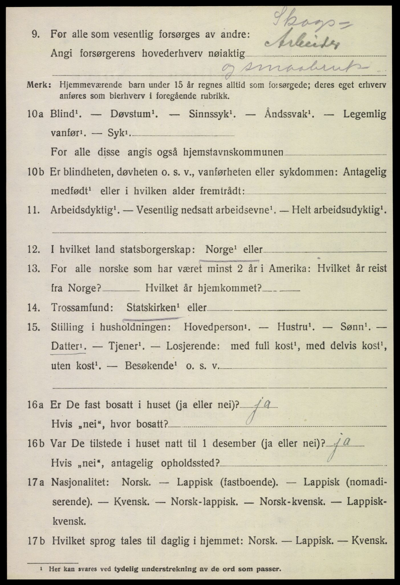 SAT, 1920 census for Namdalseid, 1920, p. 2587