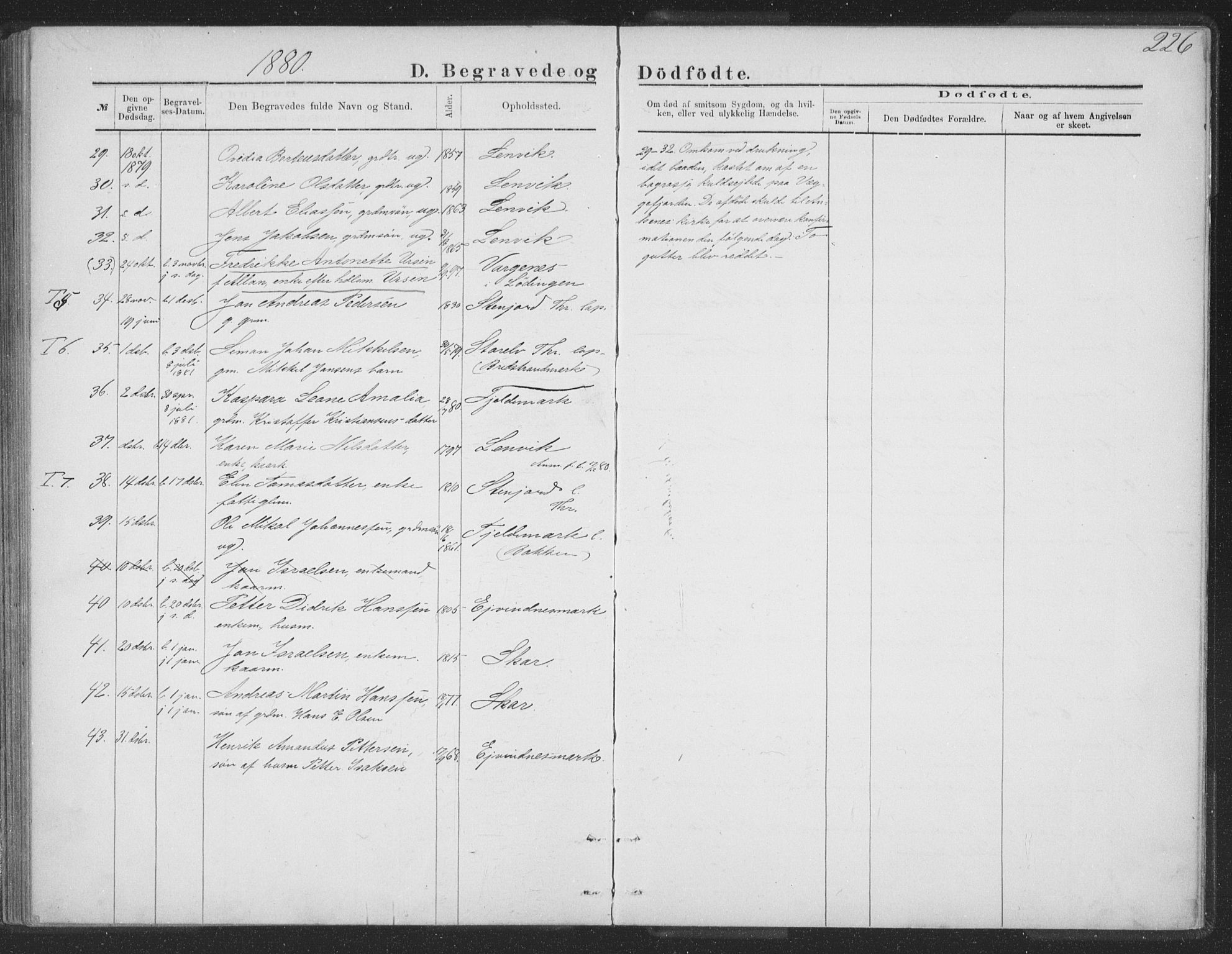 Ministerialprotokoller, klokkerbøker og fødselsregistre - Nordland, AV/SAT-A-1459/863/L0913: Parish register (copy) no. 863C03, 1877-1885, p. 226