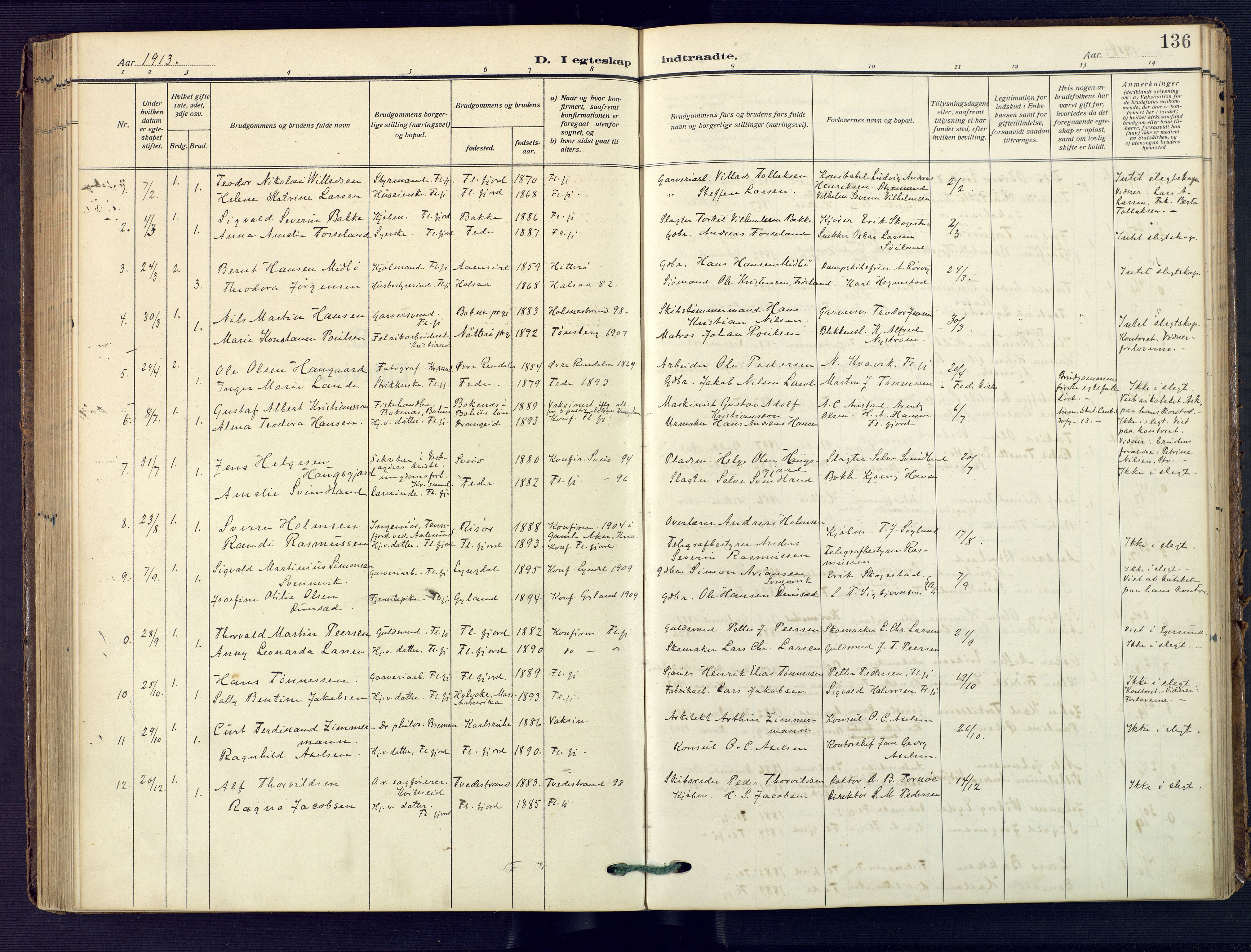 Flekkefjord sokneprestkontor, SAK/1111-0012/F/Fa/Faa/L0003: Parish register (official) no. A 3, 1913-1928, p. 136