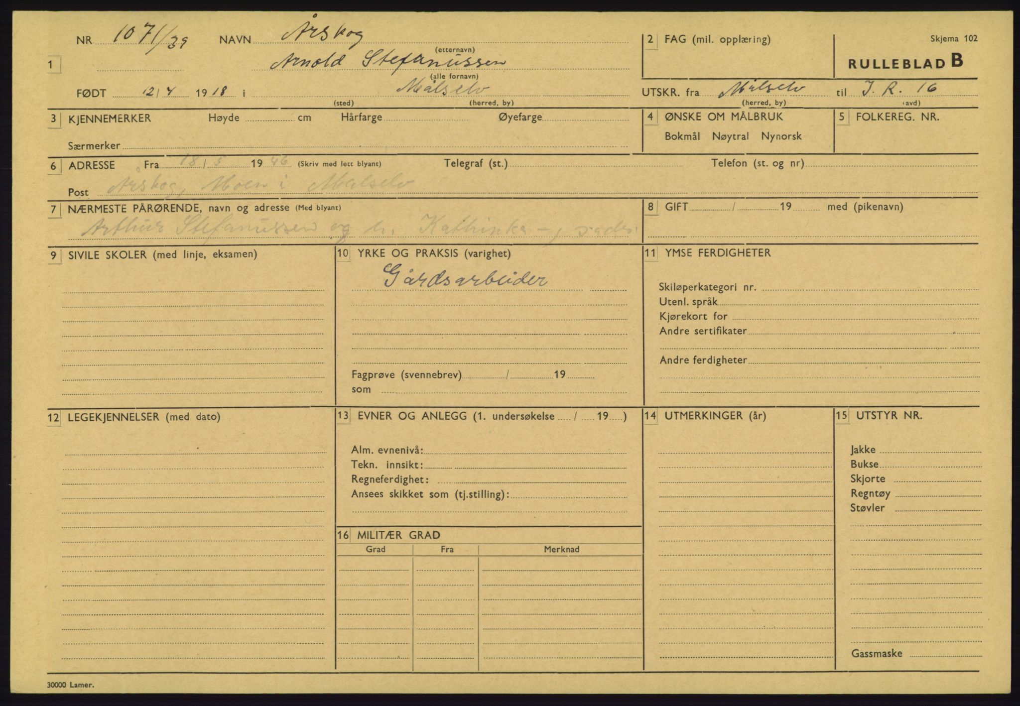 Forsvaret, Troms infanteriregiment nr. 16, AV/RA-RAFA-3146/P/Pa/L0023: Rulleblad for regimentets menige mannskaper, årsklasse 1939, 1939, p. 1343