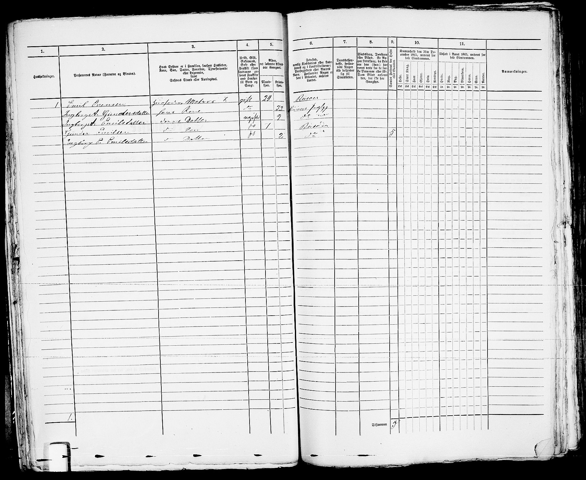 RA, 1865 census for Risør/Risør, 1865, p. 46