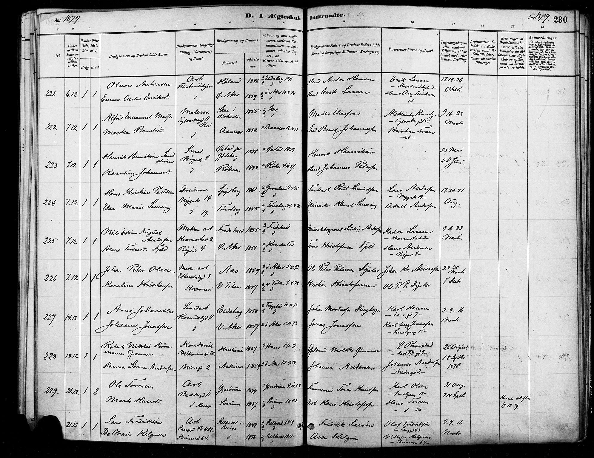 Østre Aker prestekontor Kirkebøker, AV/SAO-A-10840/F/Fa/L0006: Parish register (official) no. I 5, 1879-1882, p. 230