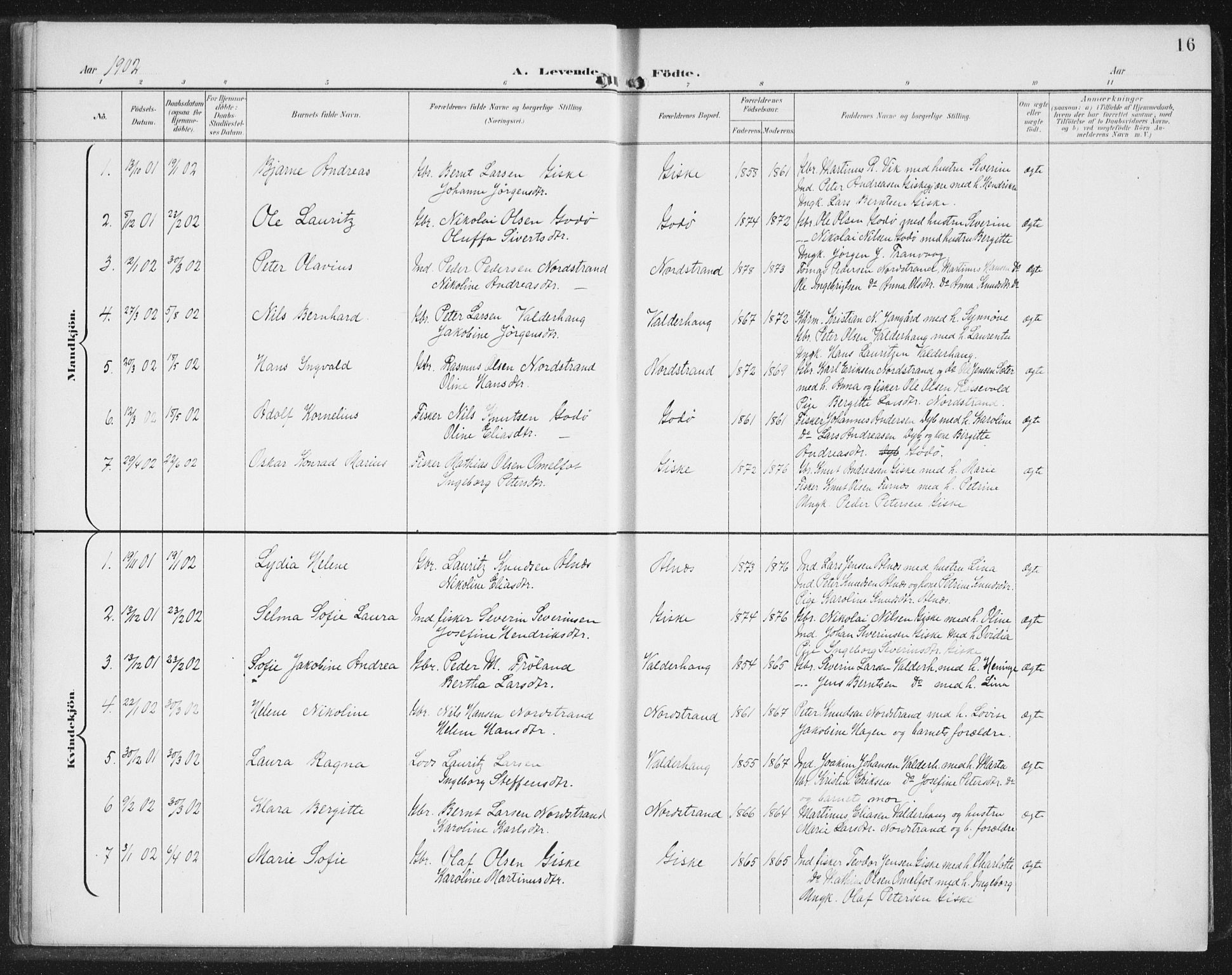 Ministerialprotokoller, klokkerbøker og fødselsregistre - Møre og Romsdal, AV/SAT-A-1454/534/L0489: Parish register (copy) no. 534C01, 1899-1941, p. 16