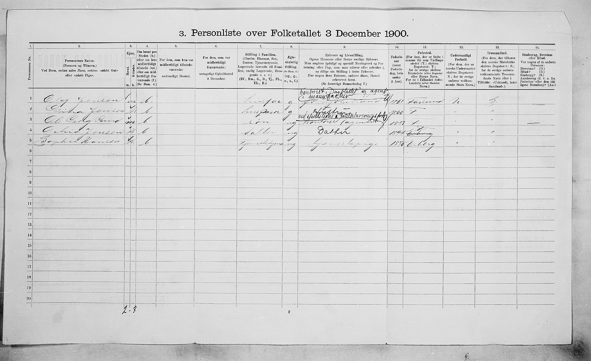 SAO, 1900 census for Kristiania, 1900, p. 33568