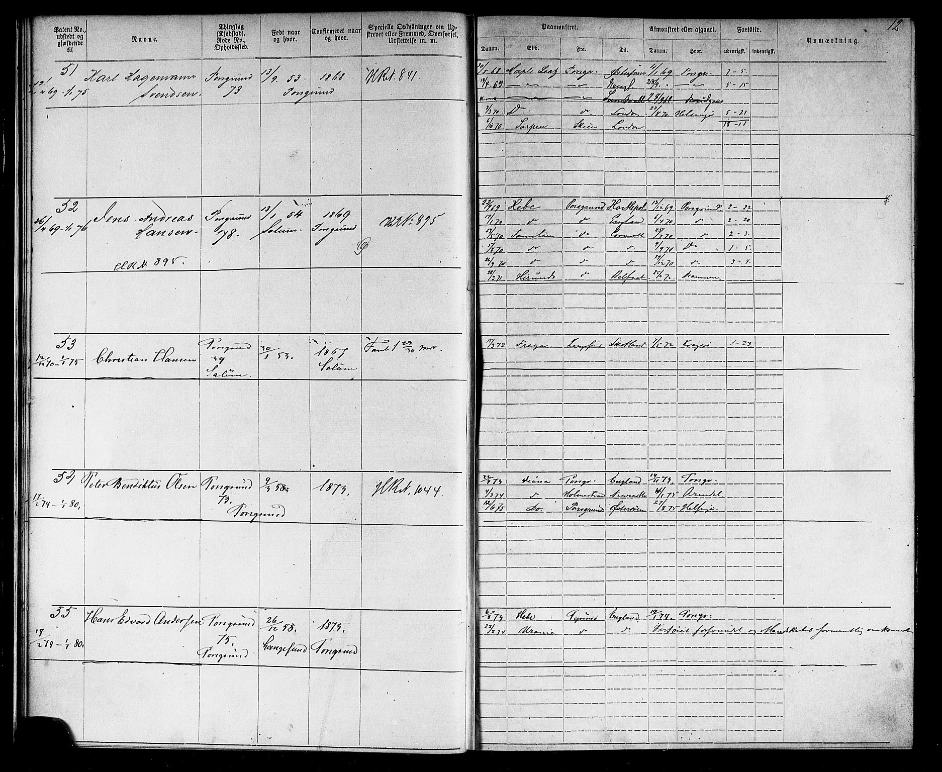 Porsgrunn innrulleringskontor, AV/SAKO-A-829/F/Fb/L0002: Annotasjonsrulle, 1868-1901, p. 14