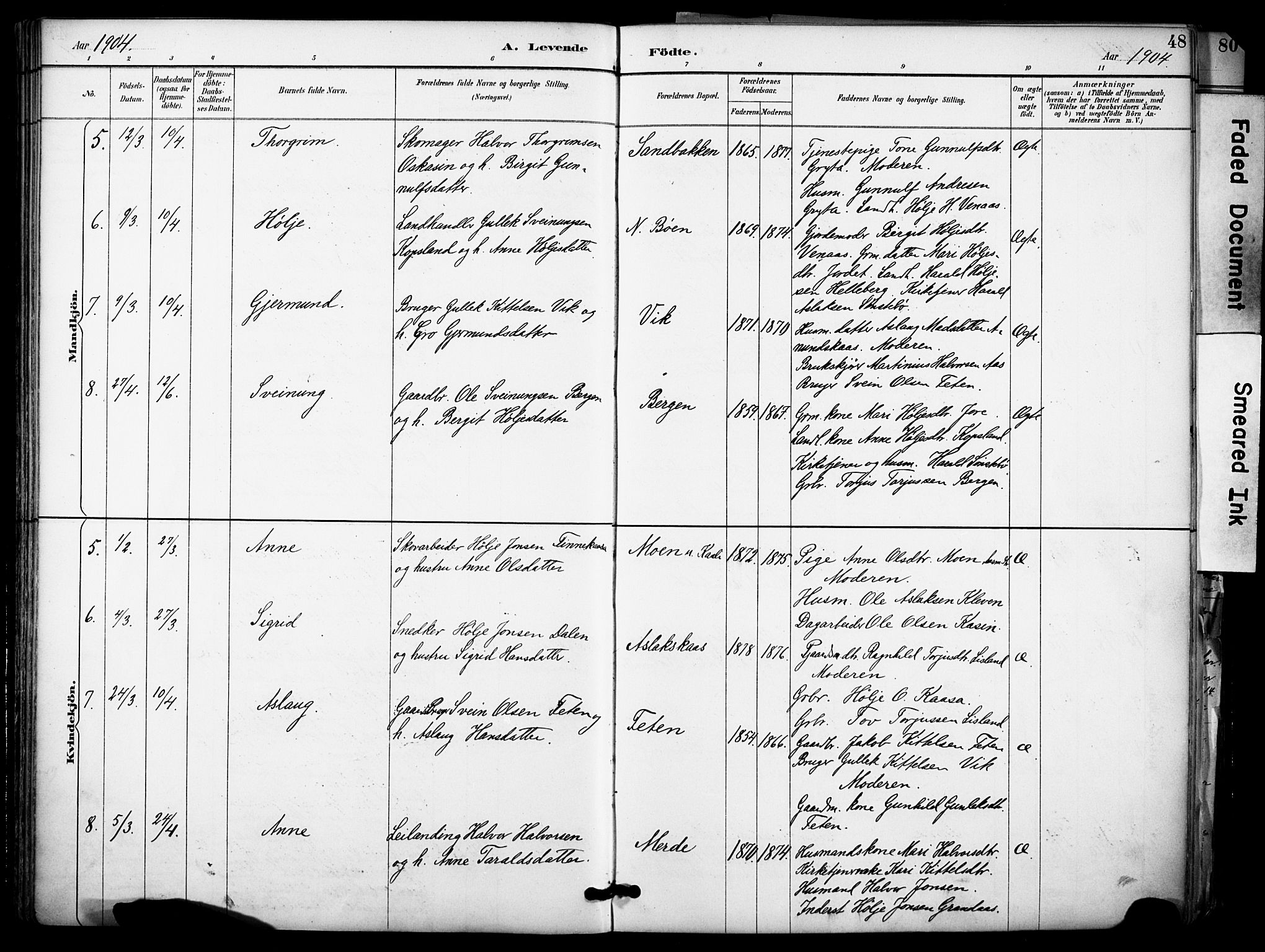 Gransherad kirkebøker, AV/SAKO-A-267/F/Fa/L0005: Parish register (official) no. I 5, 1887-1916, p. 48