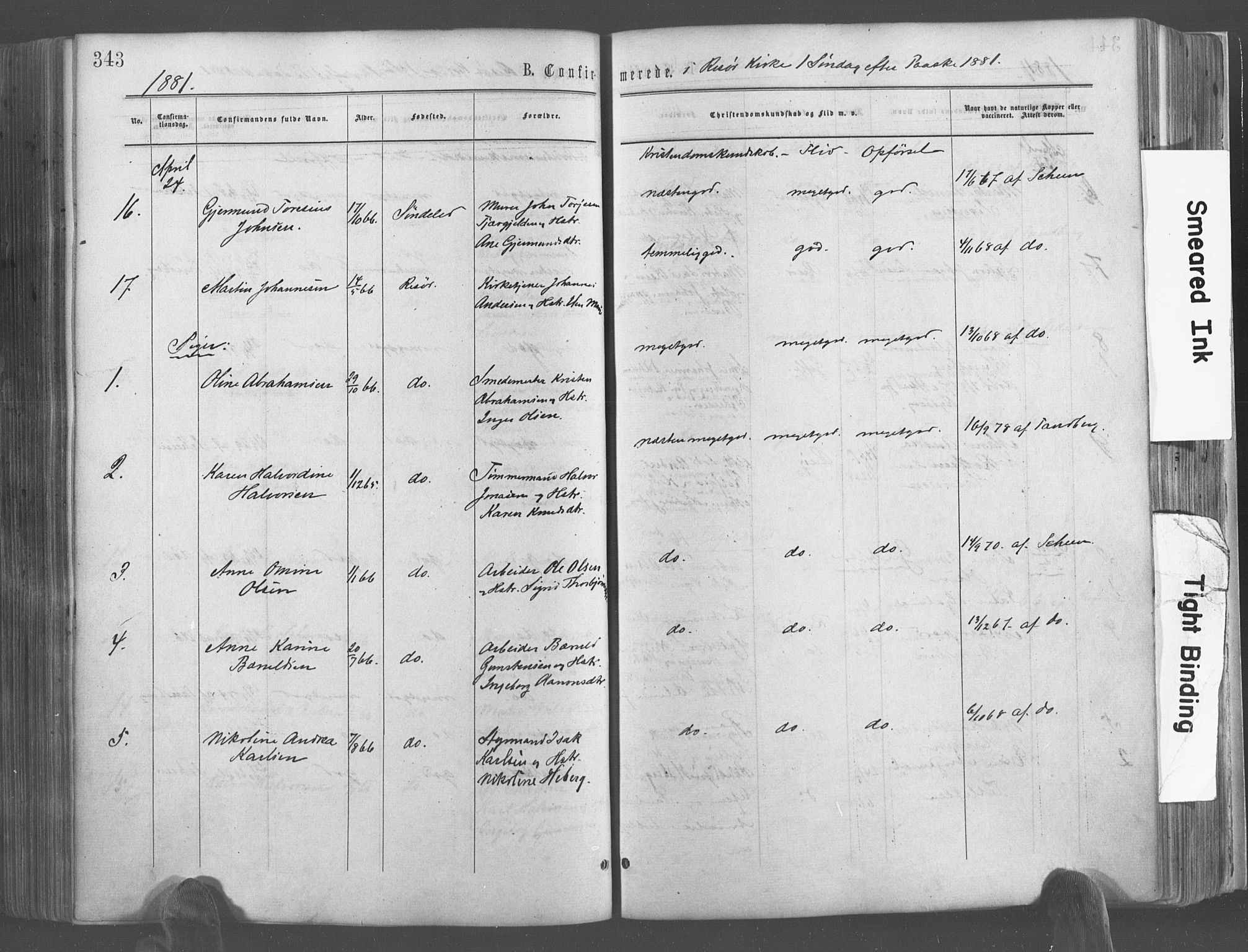 Risør sokneprestkontor, SAK/1111-0035/F/Fa/L0004: Parish register (official) no. A 4, 1865-1882, p. 343