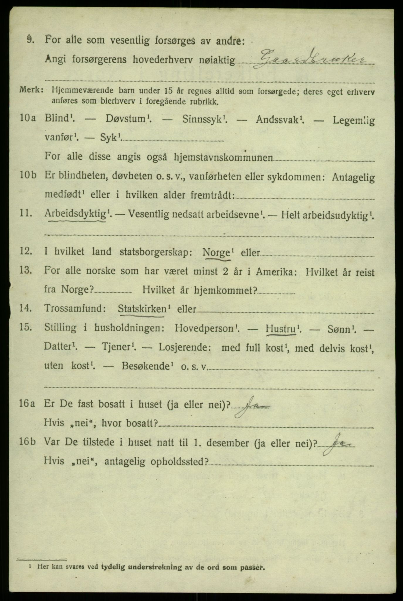 SAB, 1920 census for Ullensvang, 1920, p. 3599