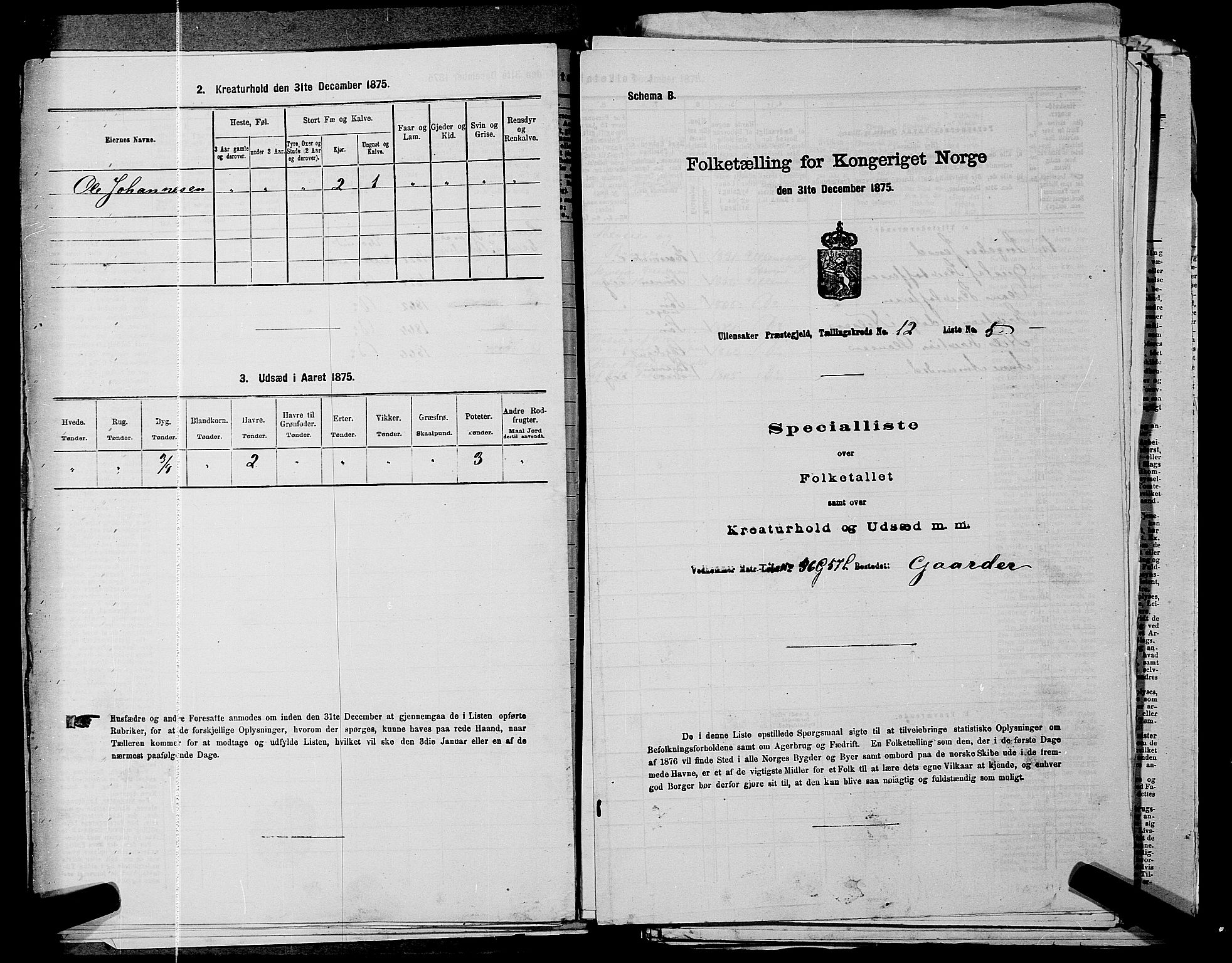 RA, 1875 census for 0235P Ullensaker, 1875, p. 1823