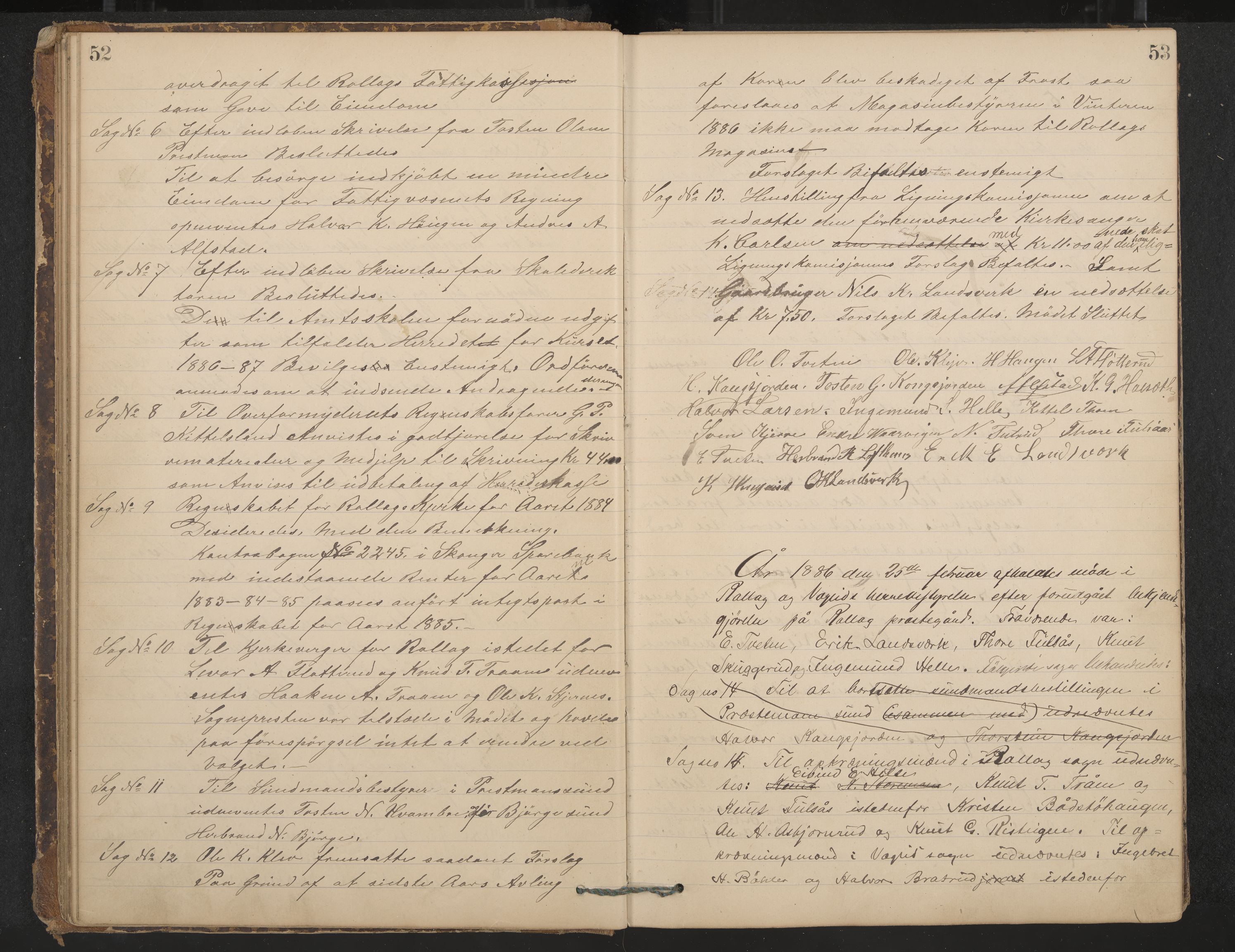 Rollag formannskap og sentraladministrasjon, IKAK/0632021-2/A/Aa/L0003: Møtebok, 1884-1897, p. 52-53