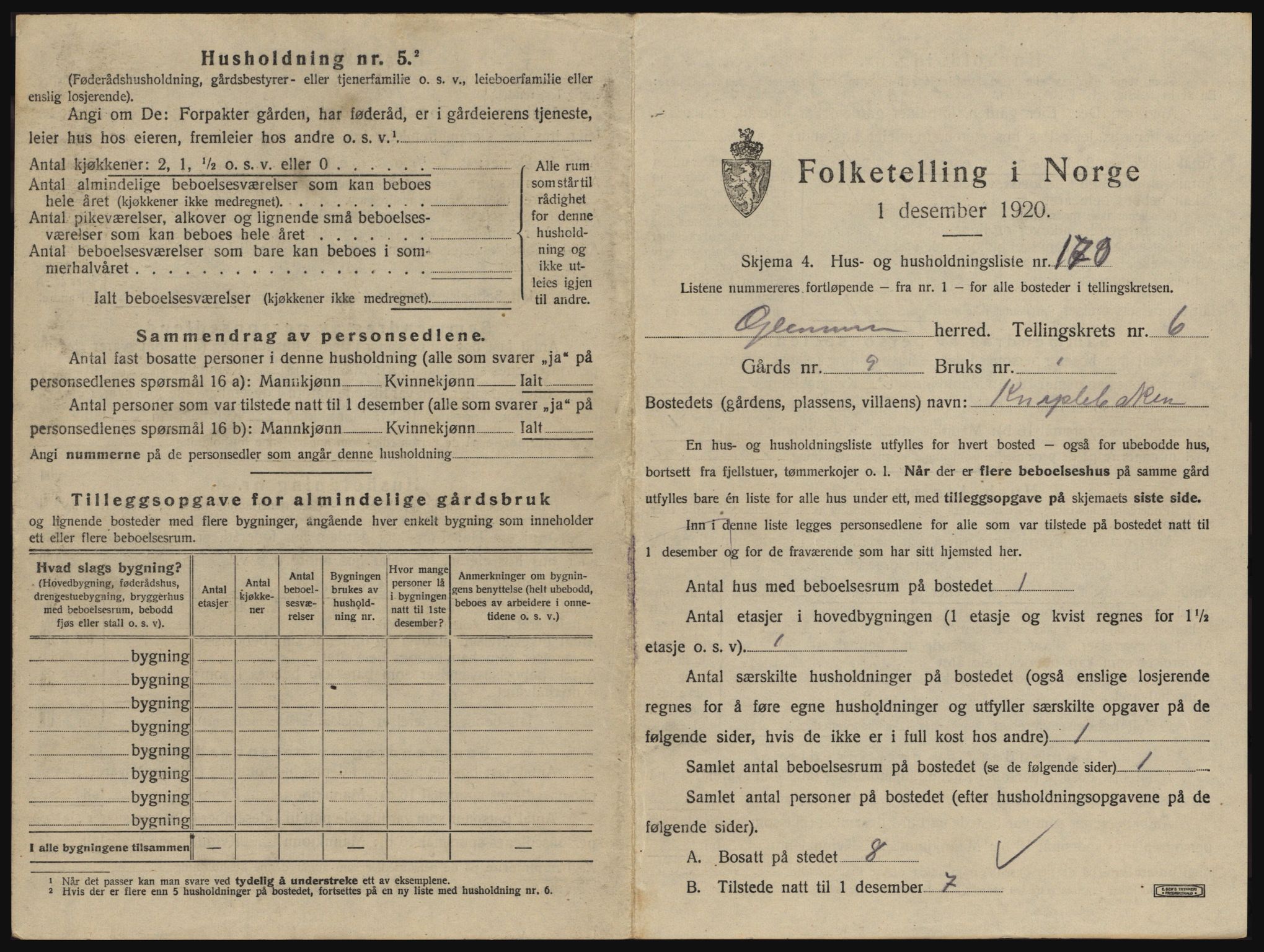 SAO, 1920 census for Glemmen, 1920, p. 2497