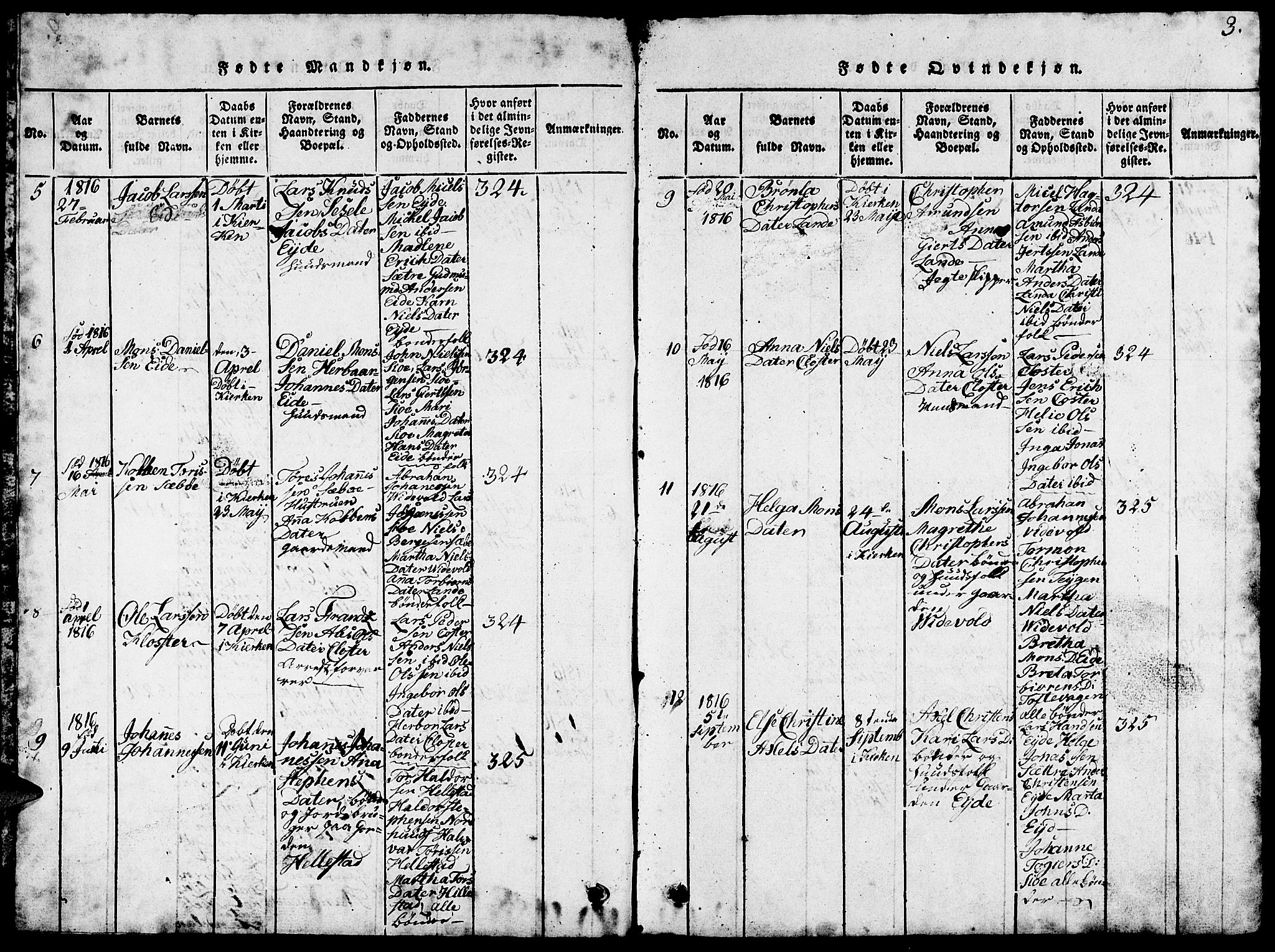 Fjelberg sokneprestembete, AV/SAB-A-75201/H/Hab: Parish register (copy) no. B 1, 1815-1823, p. 3