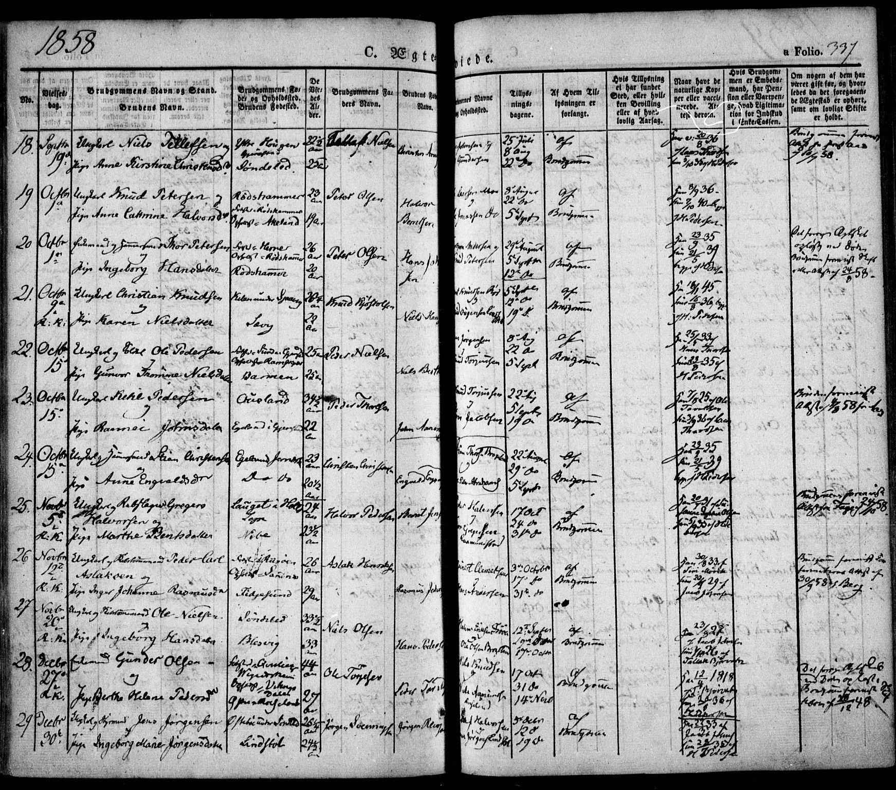 Søndeled sokneprestkontor, AV/SAK-1111-0038/F/Fa/L0002: Parish register (official) no. A 2, 1839-1860, p. 337