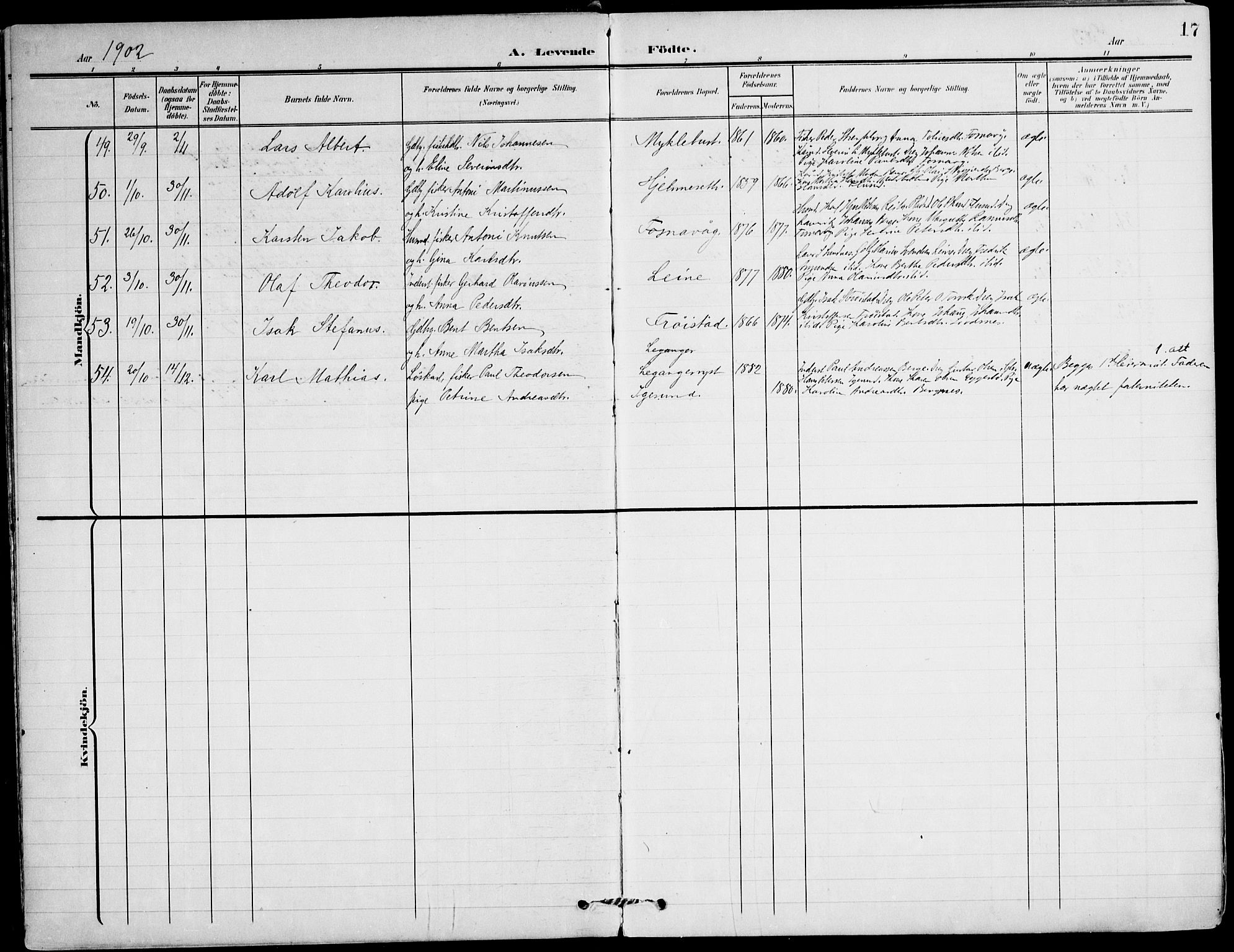 Ministerialprotokoller, klokkerbøker og fødselsregistre - Møre og Romsdal, SAT/A-1454/507/L0075: Parish register (official) no. 507A10, 1901-1920, p. 17
