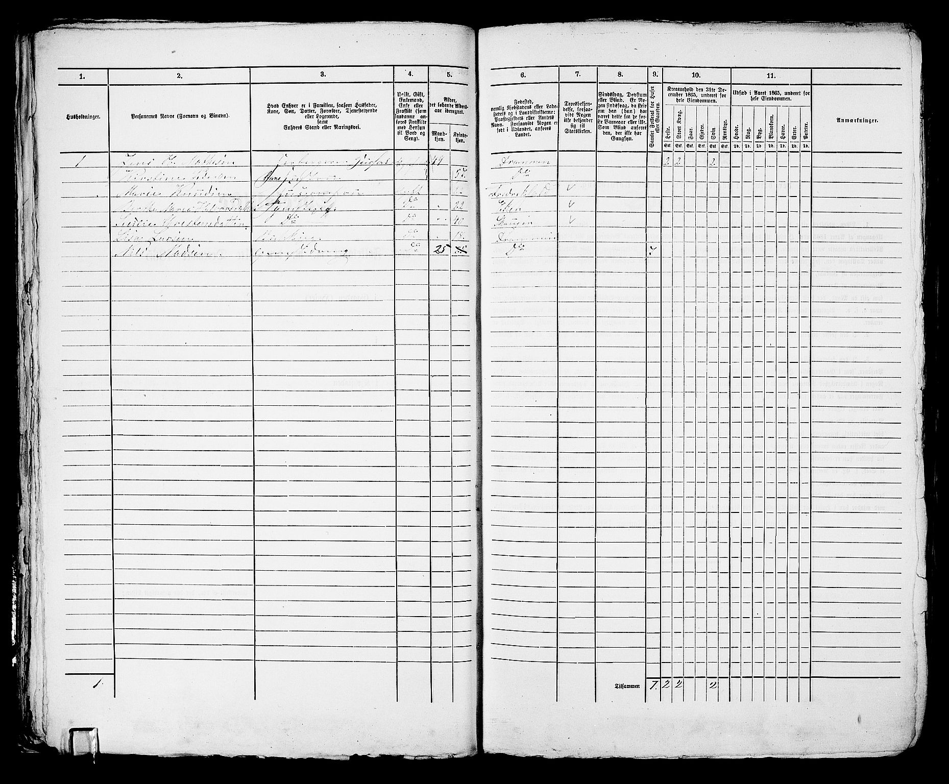 RA, 1865 census for Bragernes in Drammen, 1865, p. 678