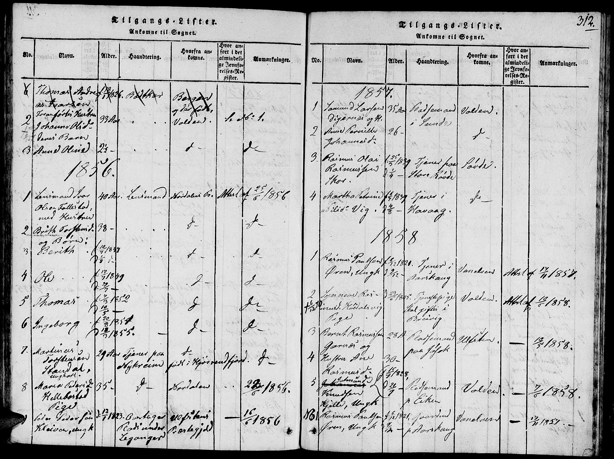 Ministerialprotokoller, klokkerbøker og fødselsregistre - Møre og Romsdal, AV/SAT-A-1454/504/L0054: Parish register (official) no. 504A01, 1816-1861, p. 312