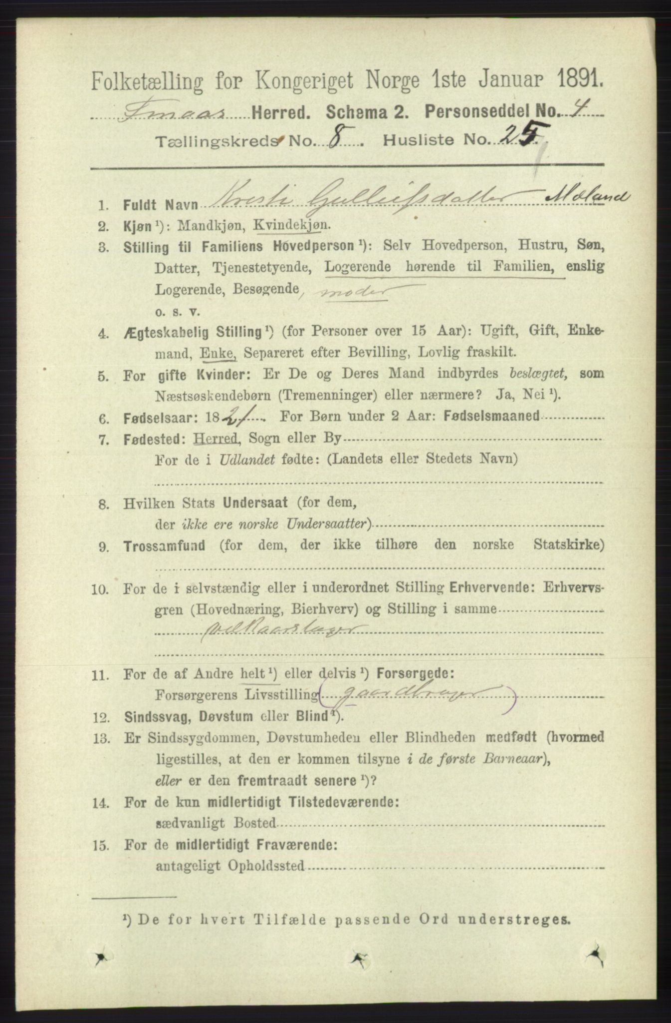 RA, 1891 census for 1218 Finnås, 1891, p. 3545