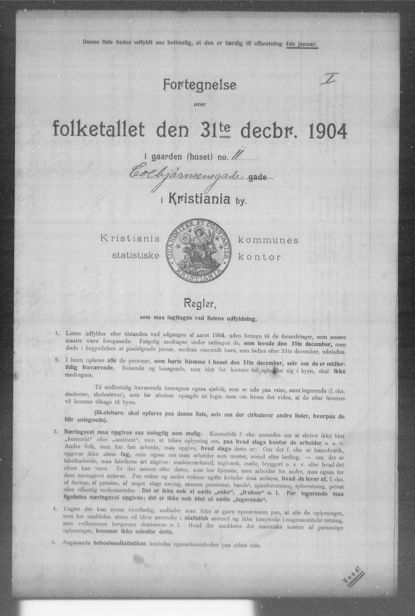 OBA, Municipal Census 1904 for Kristiania, 1904, p. 2659