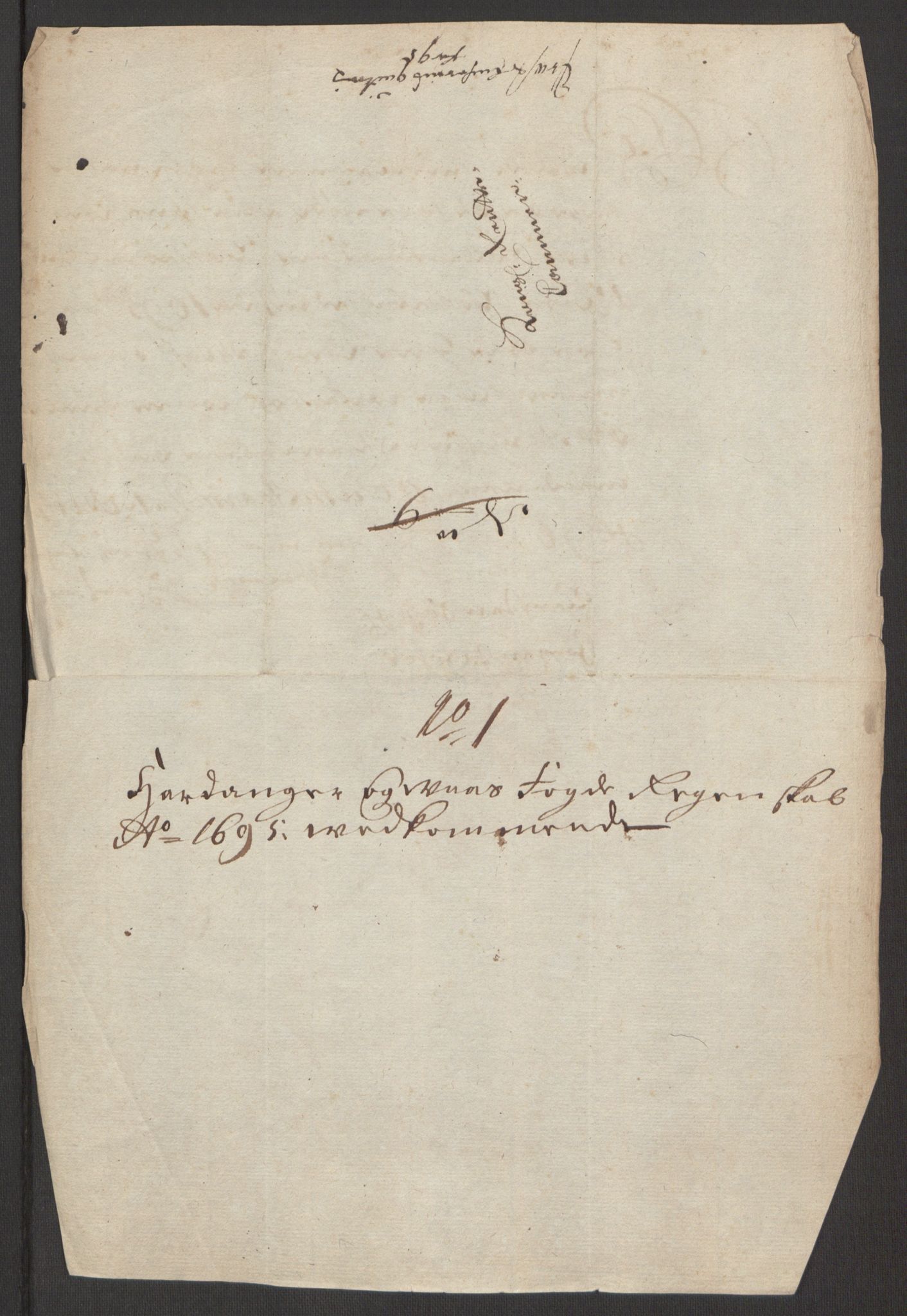 Rentekammeret inntil 1814, Reviderte regnskaper, Fogderegnskap, RA/EA-4092/R48/L2976: Fogderegnskap Sunnhordland og Hardanger, 1695-1696, p. 175