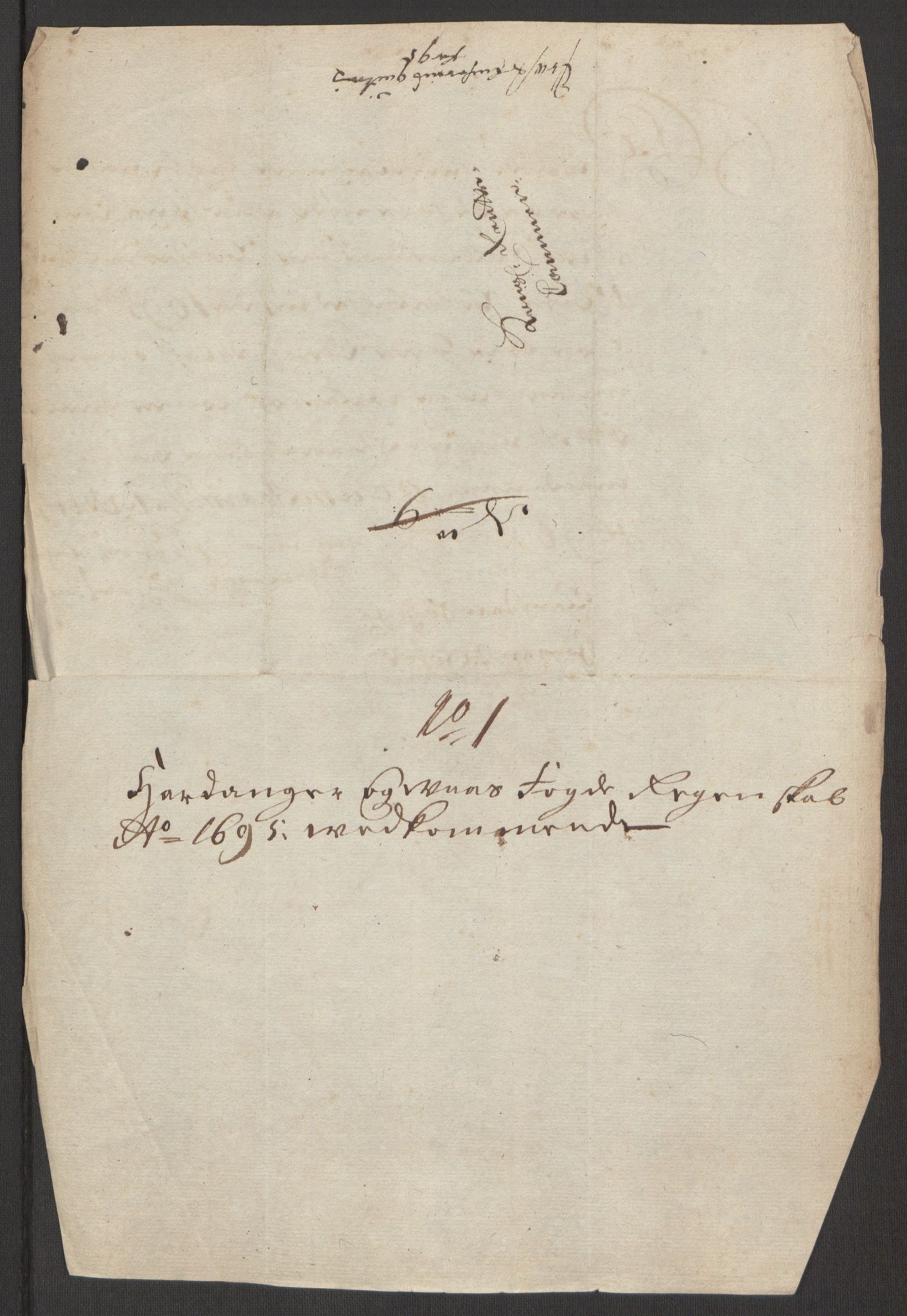 Rentekammeret inntil 1814, Reviderte regnskaper, Fogderegnskap, AV/RA-EA-4092/R48/L2976: Fogderegnskap Sunnhordland og Hardanger, 1695-1696, p. 175