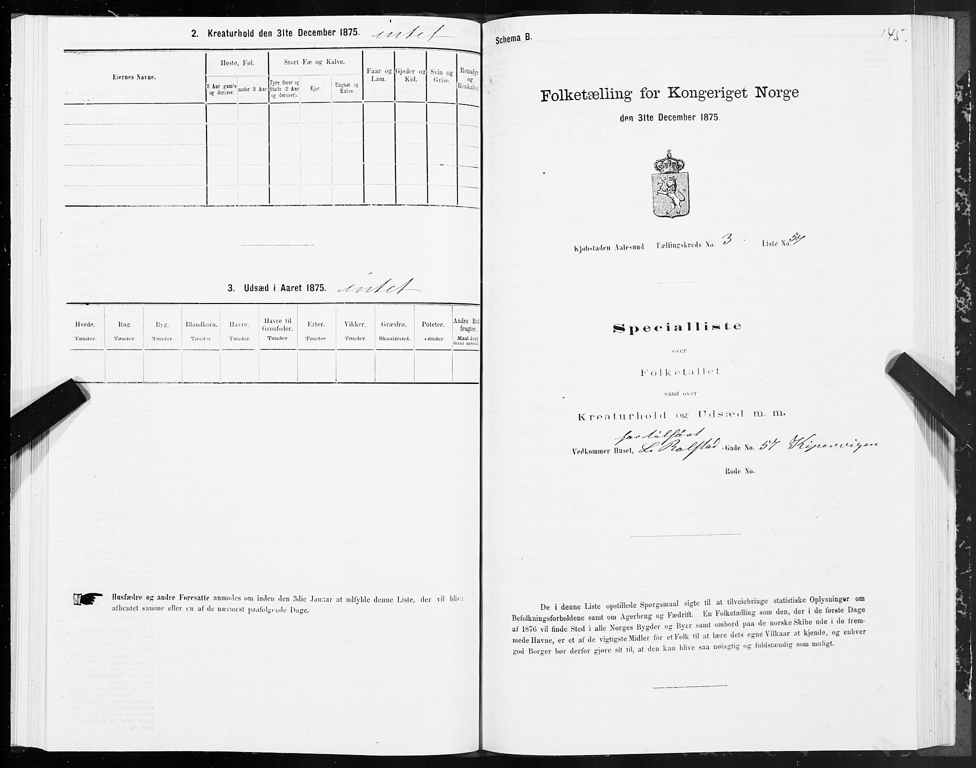 SAT, 1875 census for 1501P Ålesund, 1875, p. 3145