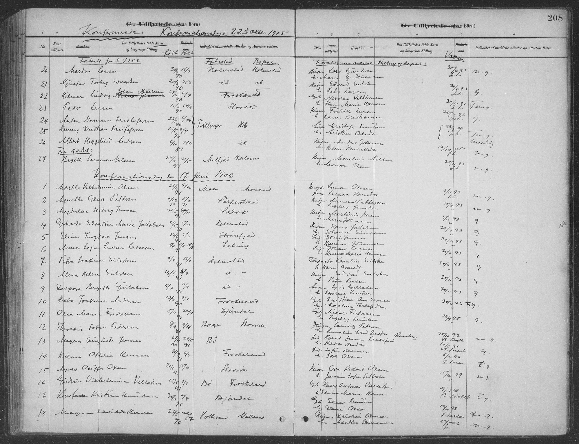 Ministerialprotokoller, klokkerbøker og fødselsregistre - Nordland, AV/SAT-A-1459/890/L1290: Parish register (copy) no. 890C01, 1882-1911, p. 208