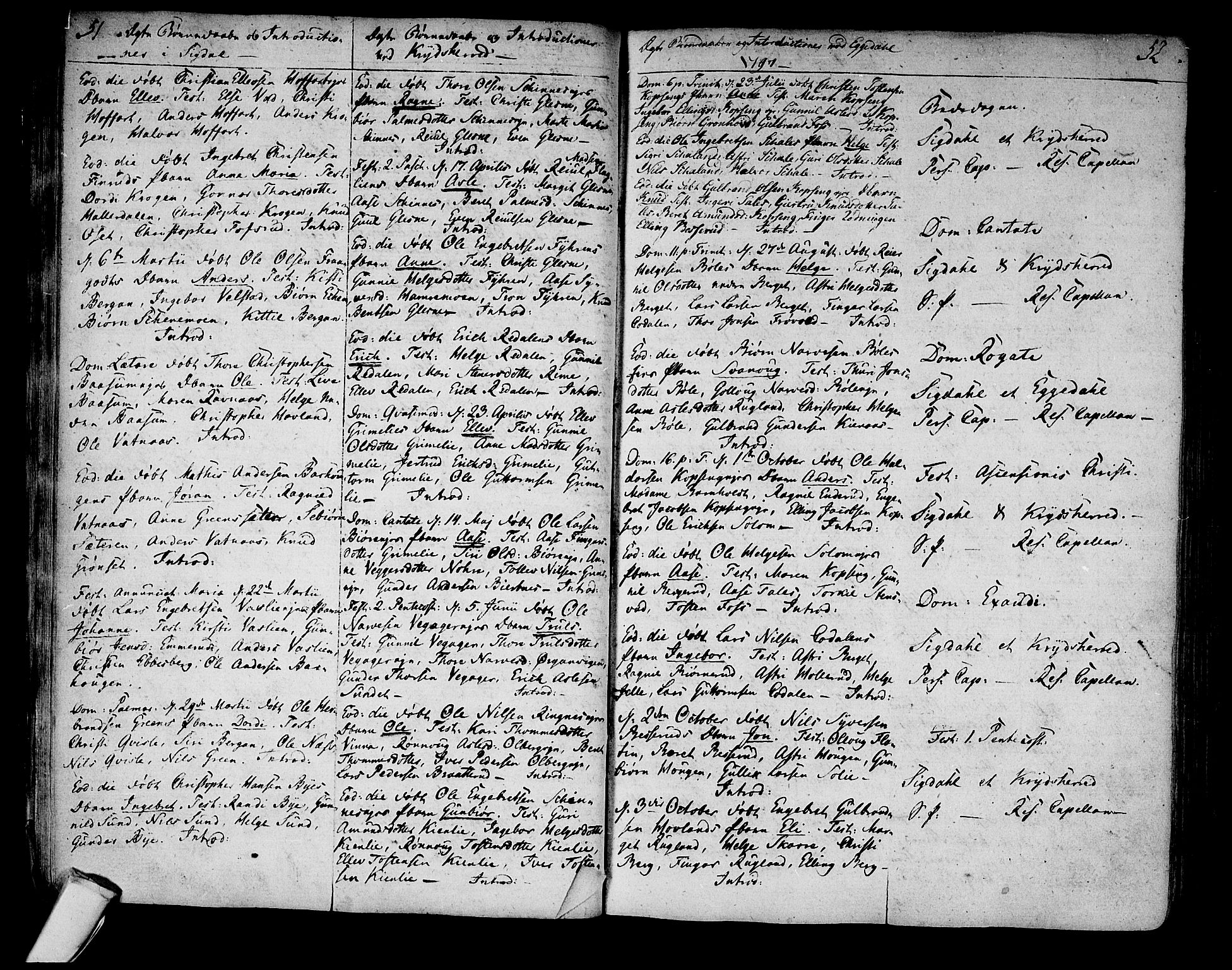 Sigdal kirkebøker, AV/SAKO-A-245/F/Fa/L0003: Parish register (official) no. I 3, 1793-1811, p. 51-52