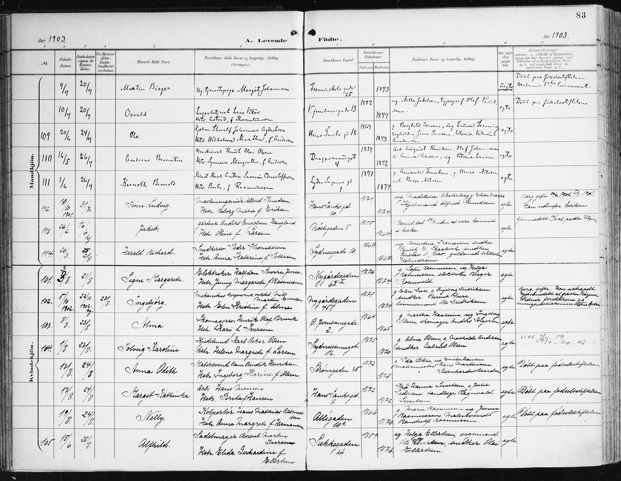 Johanneskirken sokneprestembete, AV/SAB-A-76001/H/Haa/L0002: Parish register (official) no. A 2, 1900-1912, p. 83