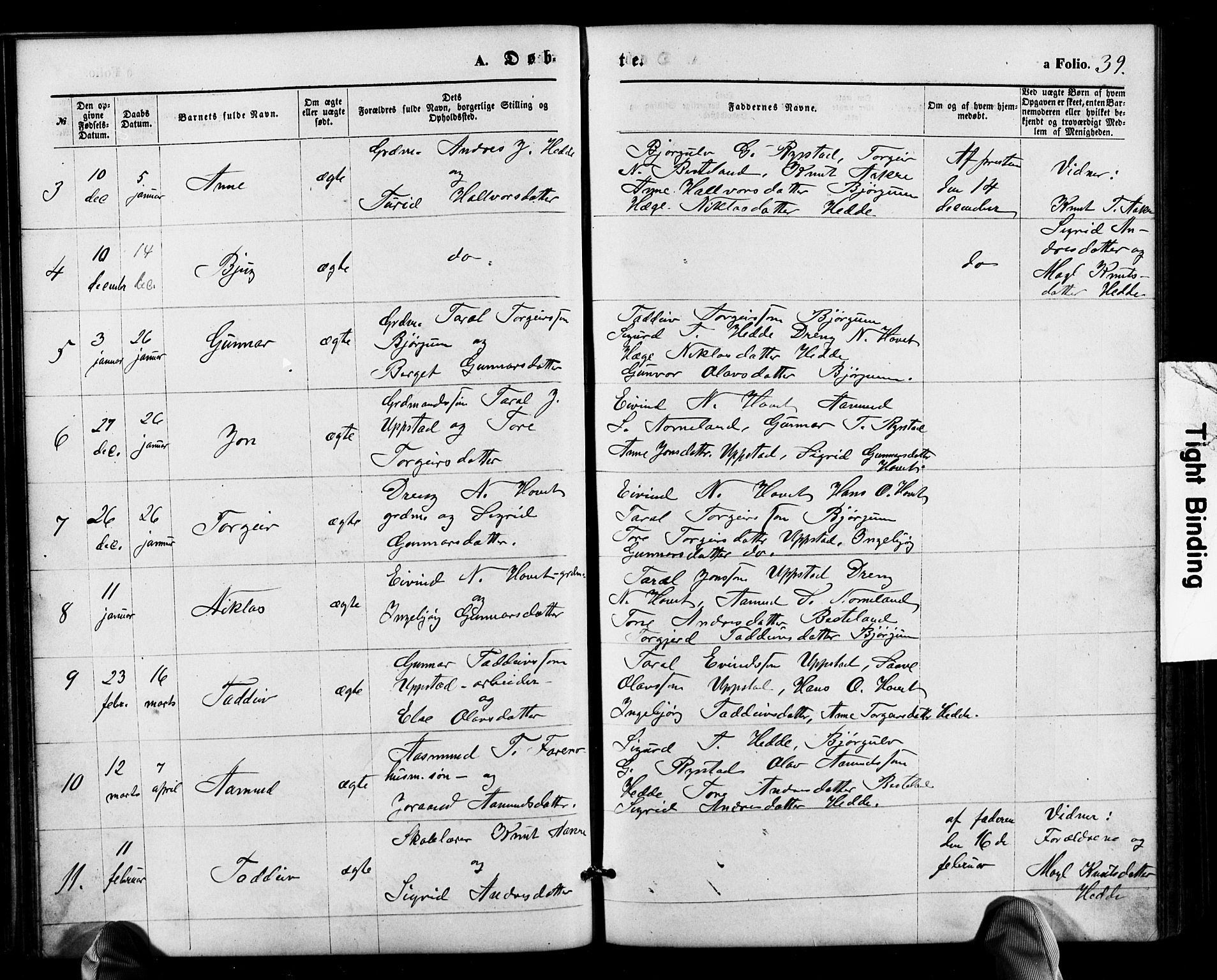 Valle sokneprestkontor, SAK/1111-0044/F/Fb/Fbb/L0002: Parish register (copy) no. B 2, 1875-1921, p. 39
