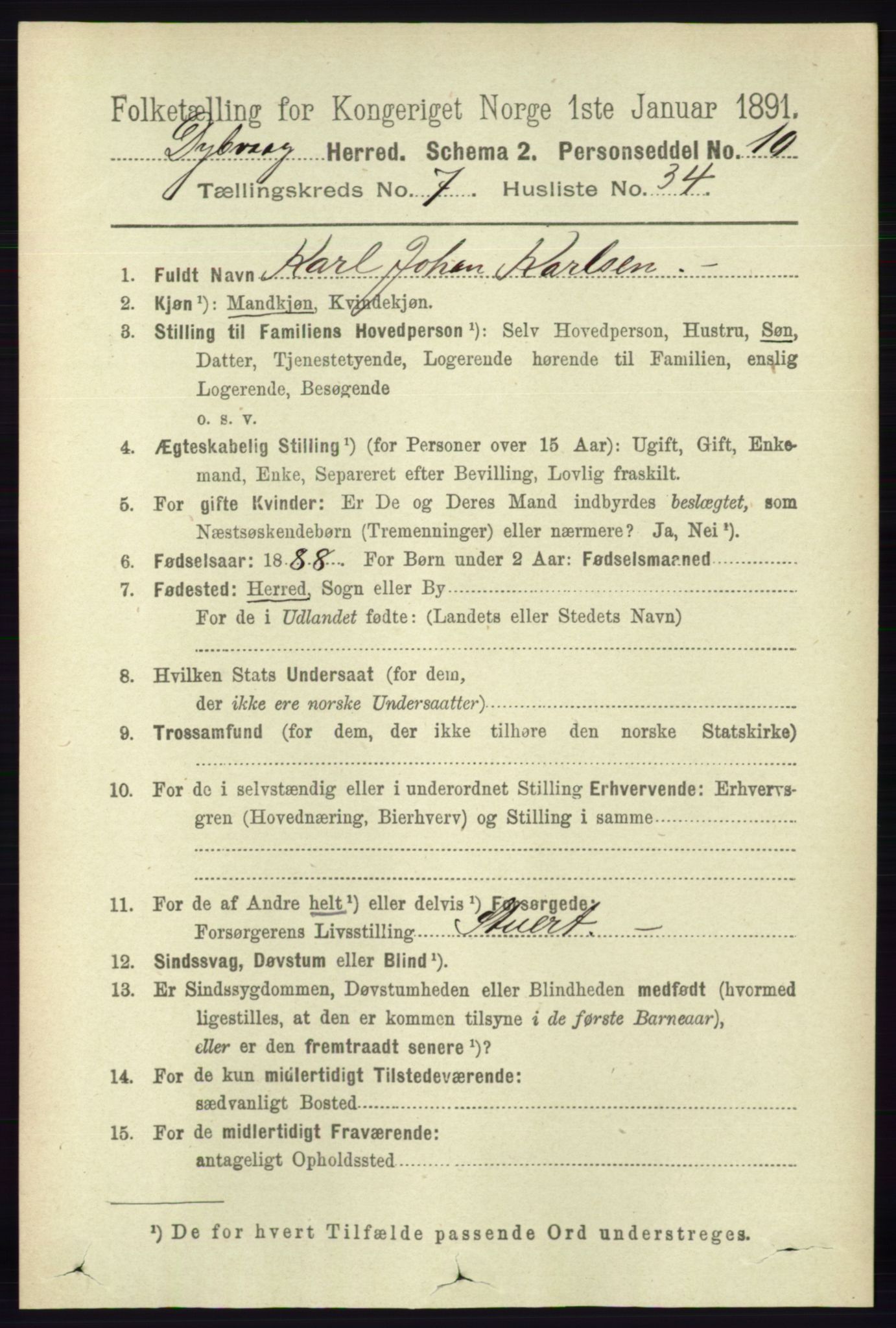 RA, 1891 census for 0915 Dypvåg, 1891, p. 2602