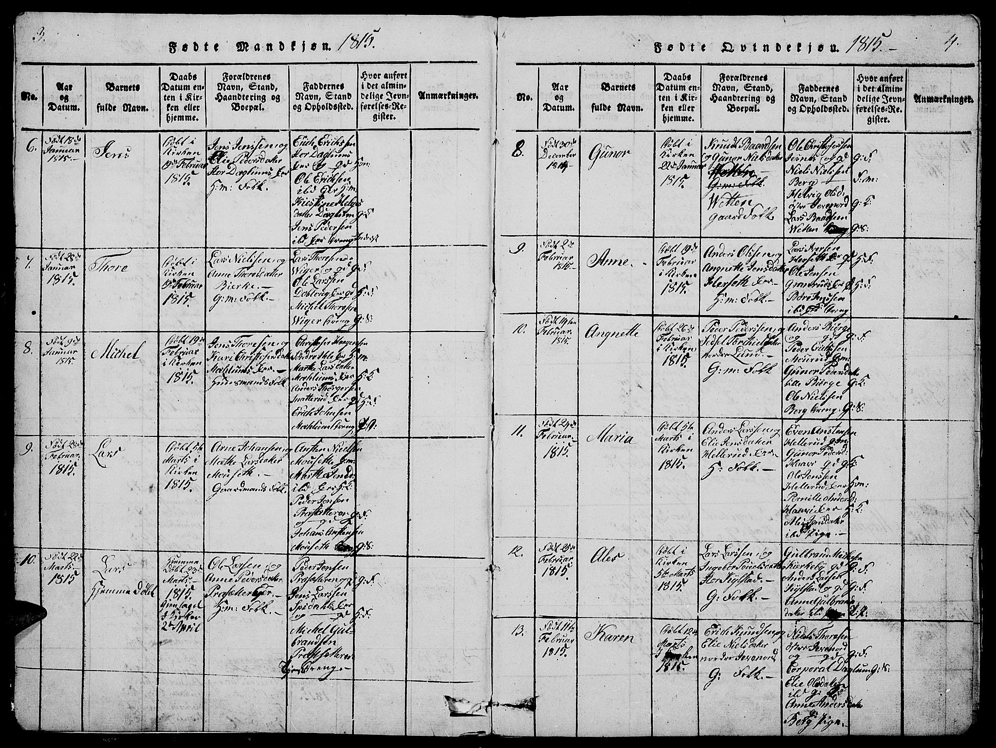 Vang prestekontor, Hedmark, AV/SAH-PREST-008/H/Ha/Hab/L0005: Parish register (copy) no. 5, 1815-1836, p. 3-4