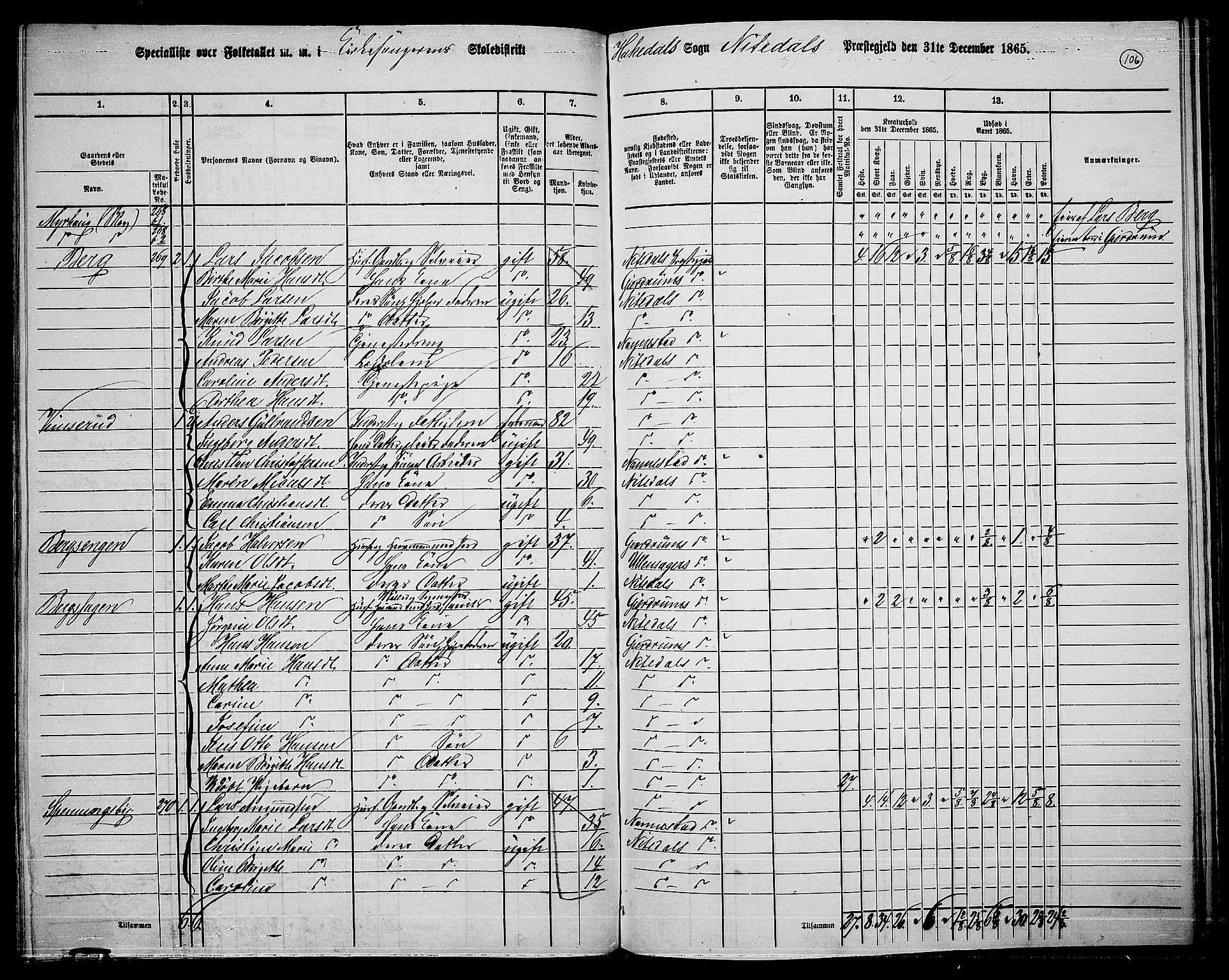 RA, 1865 census for Nittedal, 1865, p. 92