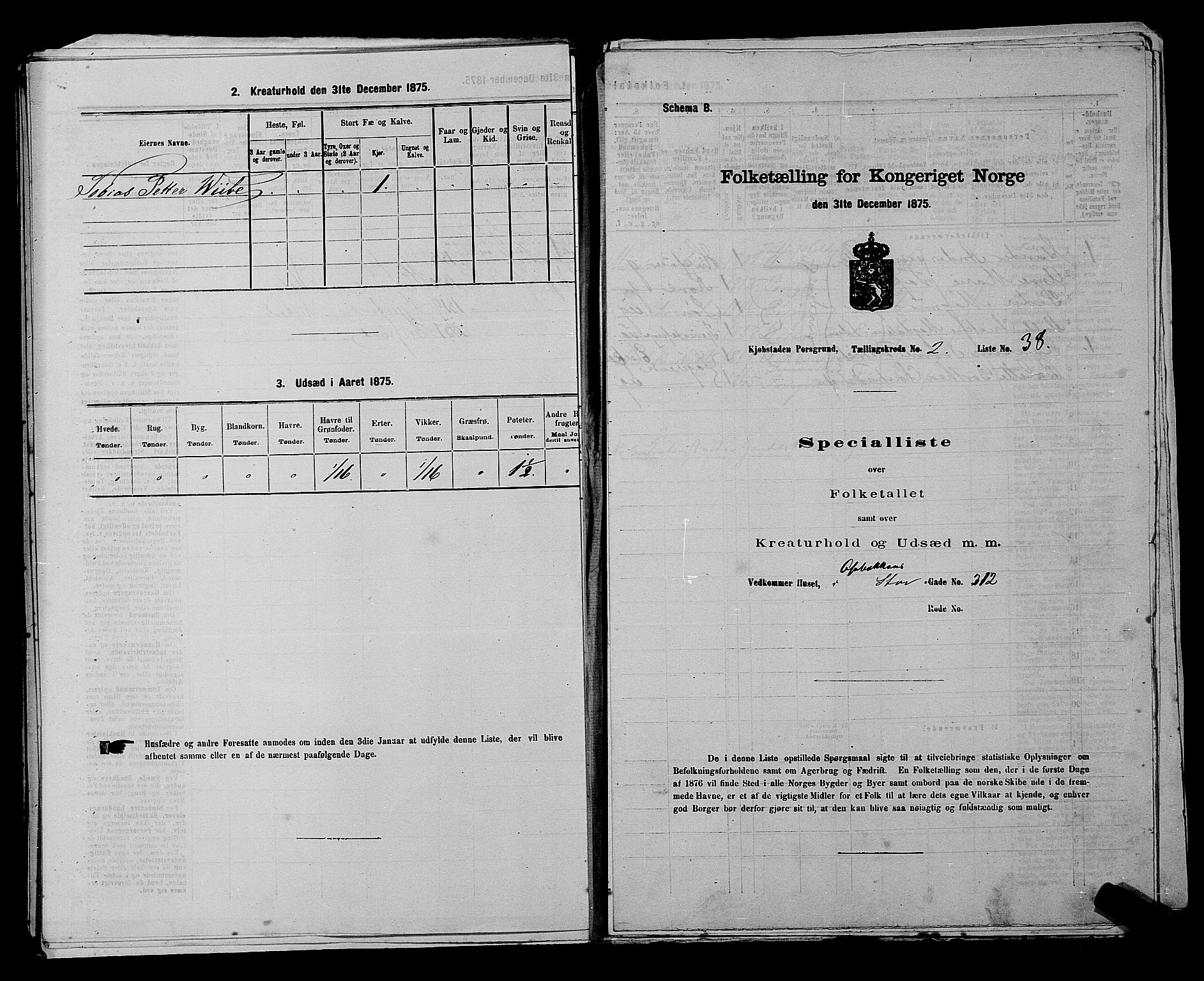 SAKO, 1875 census for 0805P Porsgrunn, 1875, p. 109