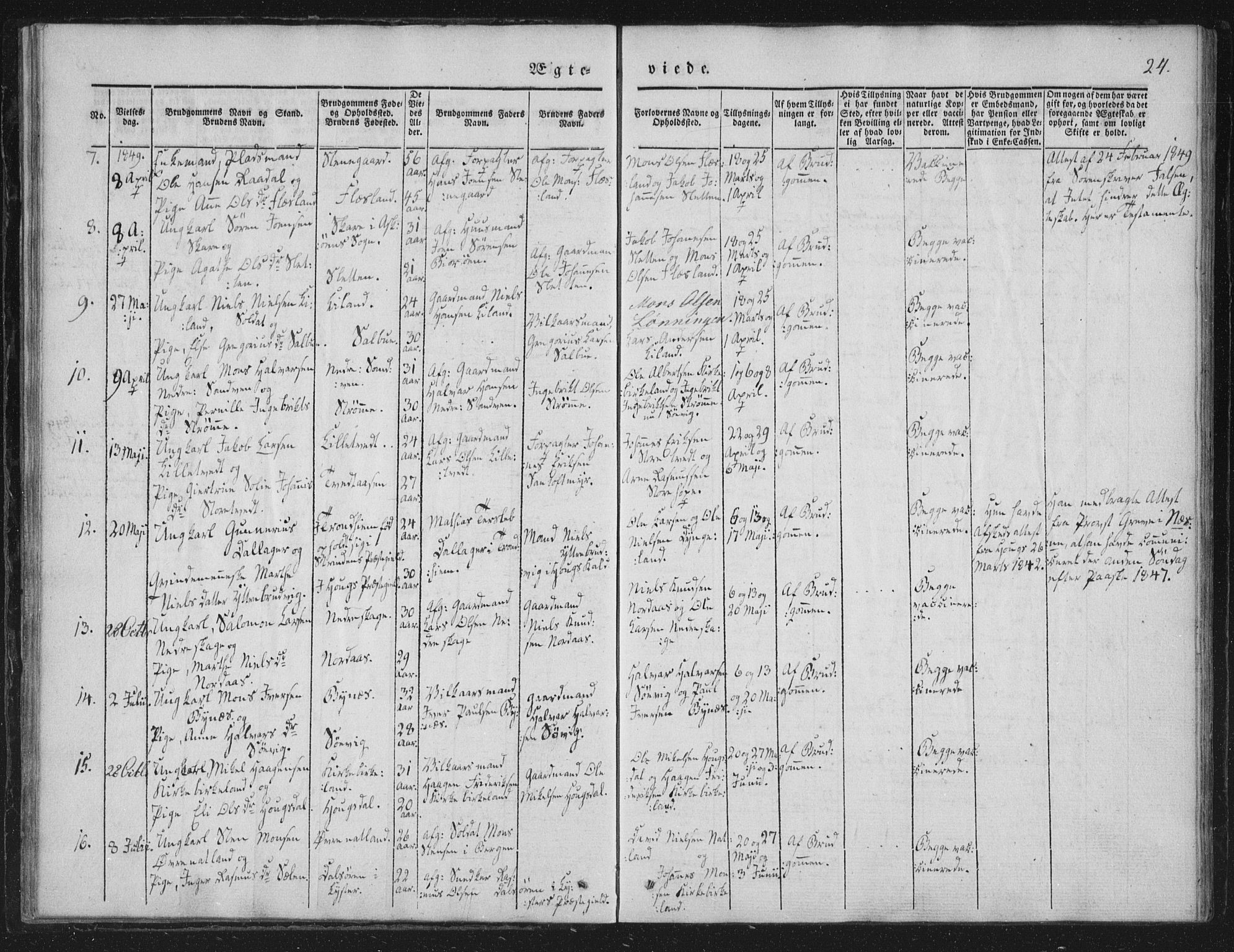 Fana Sokneprestembete, SAB/A-75101/H/Haa/Haaa/L0010: Parish register (official) no. A 10, 1841-1851, p. 24
