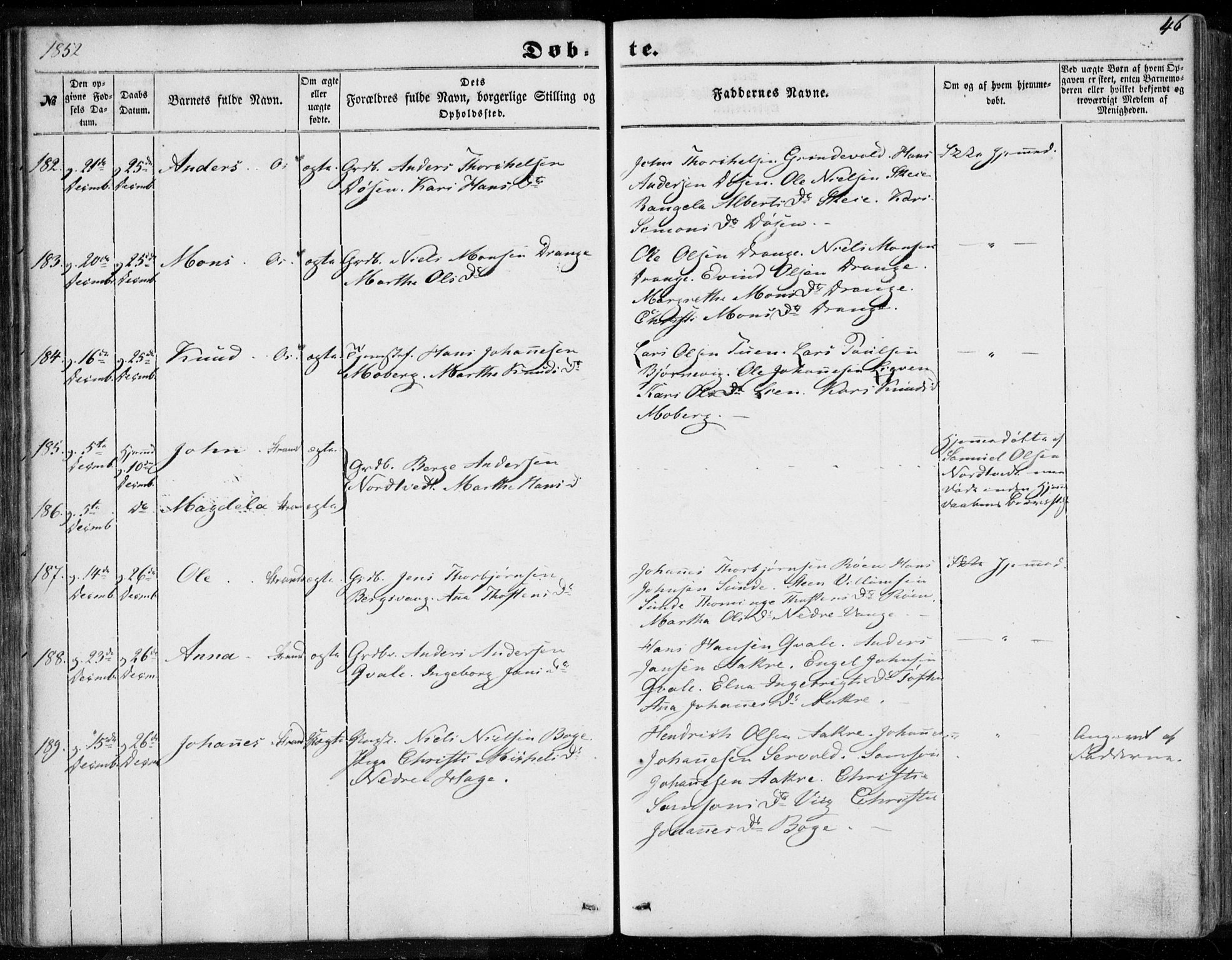 Os sokneprestembete, SAB/A-99929: Parish register (official) no. A 16, 1851-1859, p. 46
