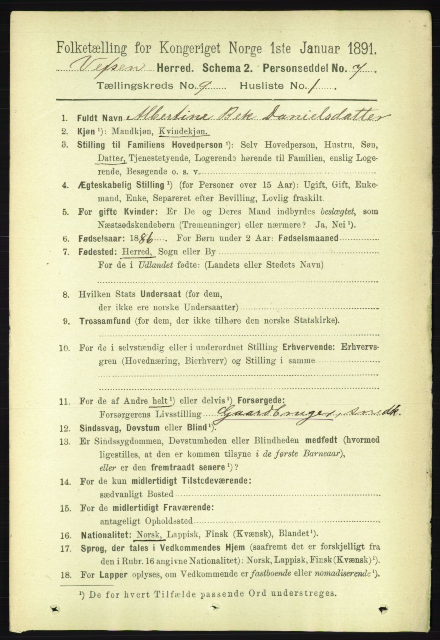 RA, 1891 census for 1824 Vefsn, 1891, p. 4702