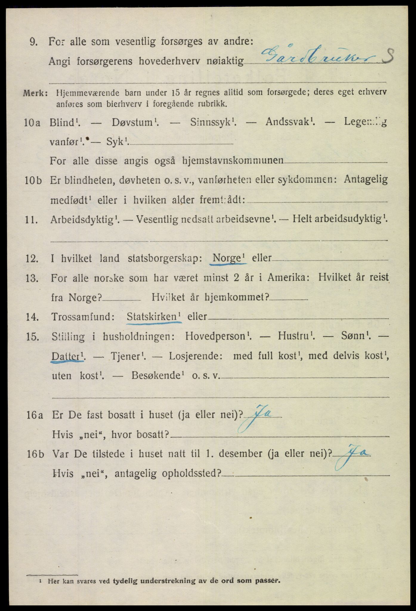 SAH, 1920 census for Øystre Slidre, 1920, p. 2180