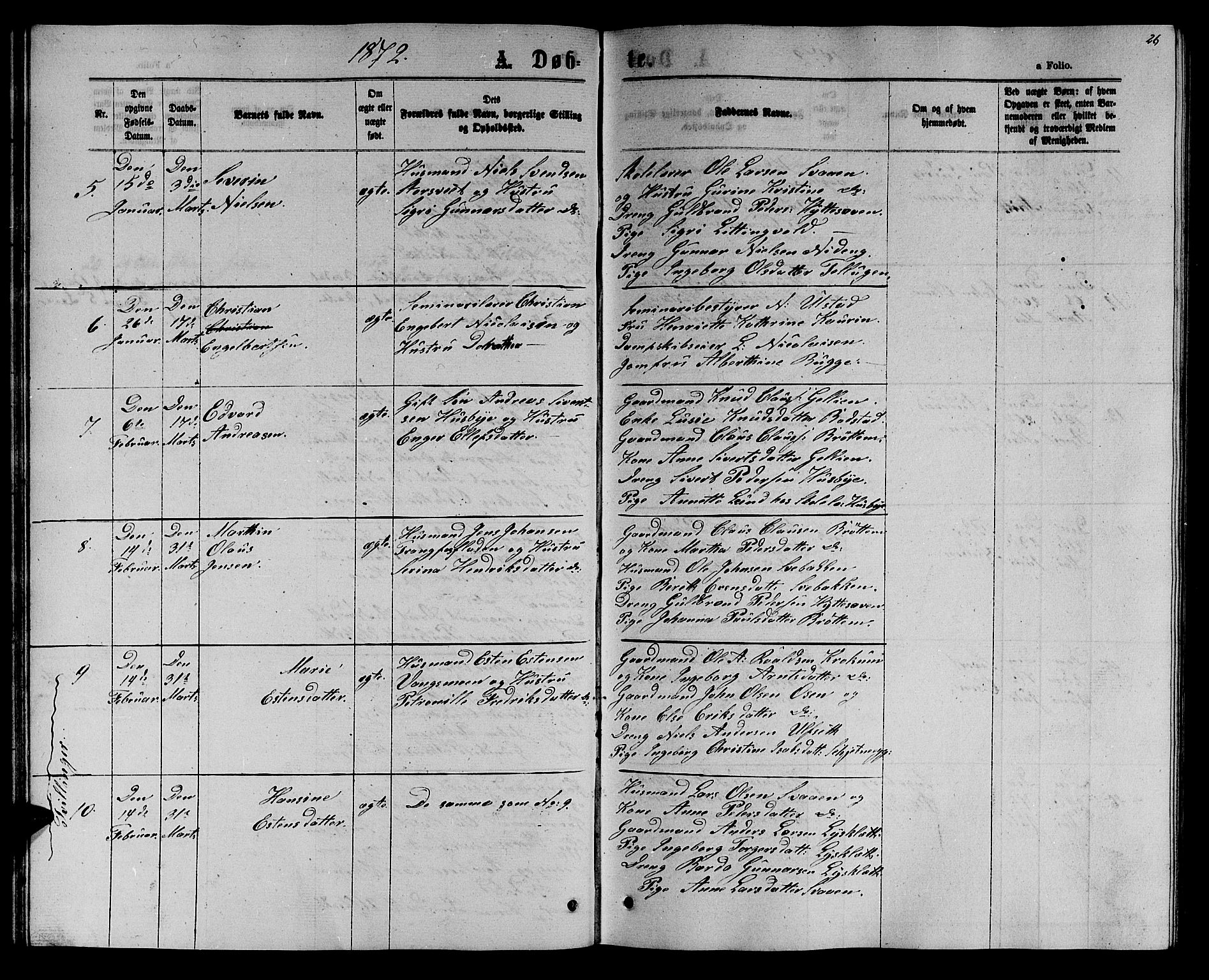 Ministerialprotokoller, klokkerbøker og fødselsregistre - Sør-Trøndelag, SAT/A-1456/618/L0451: Parish register (copy) no. 618C02, 1865-1883, p. 26